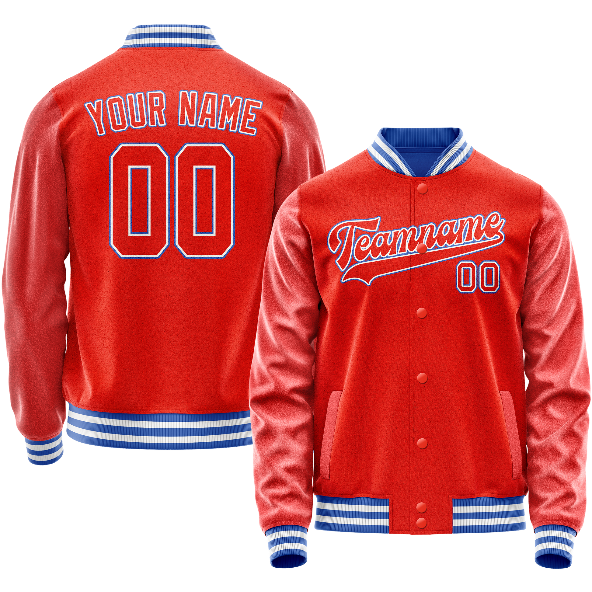 Custom Orange White Solid Color Varsity Letterman Jacket JA02240617XE335