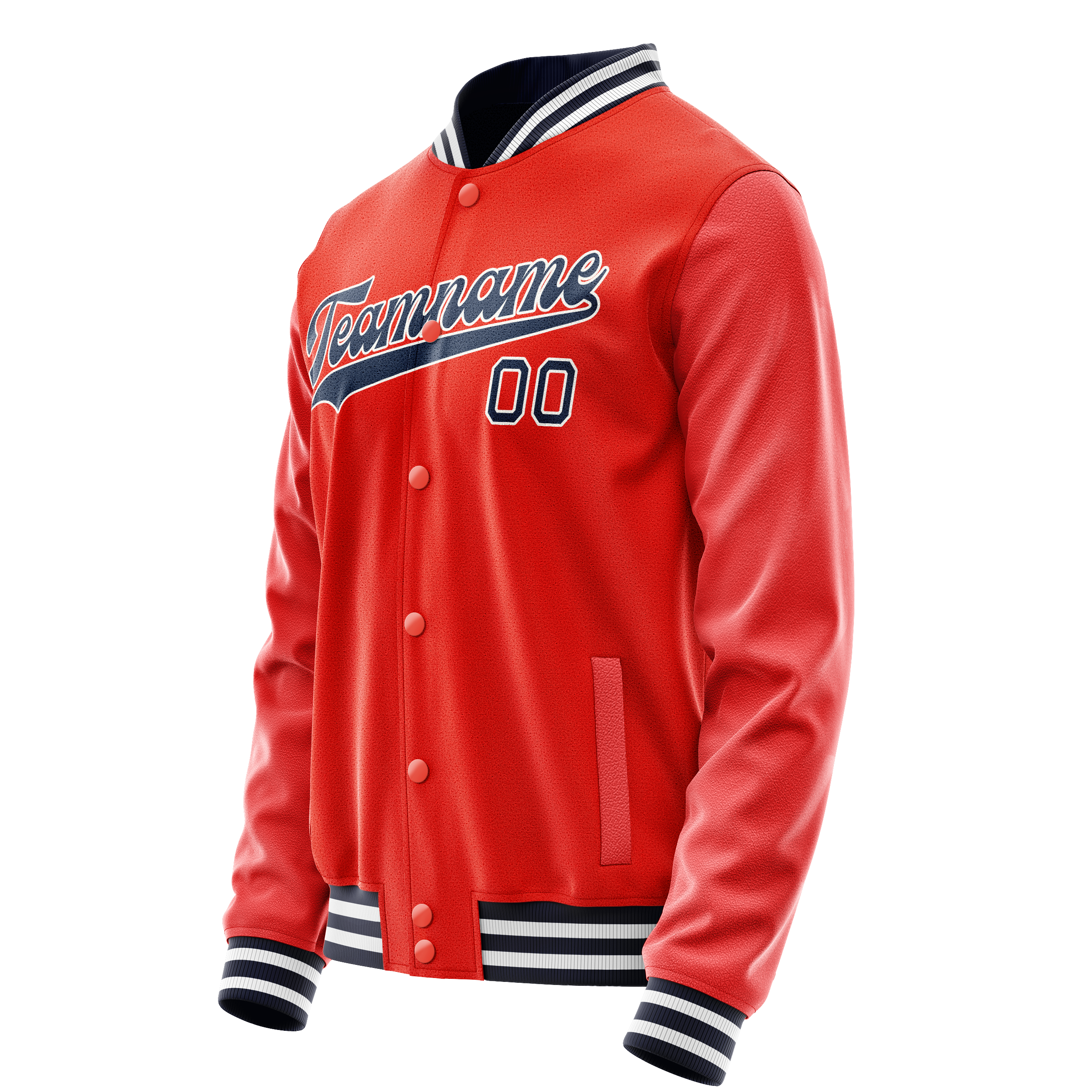 Custom Orange Navy Solid Color Varsity Letterman Jacket JA02240617XE328