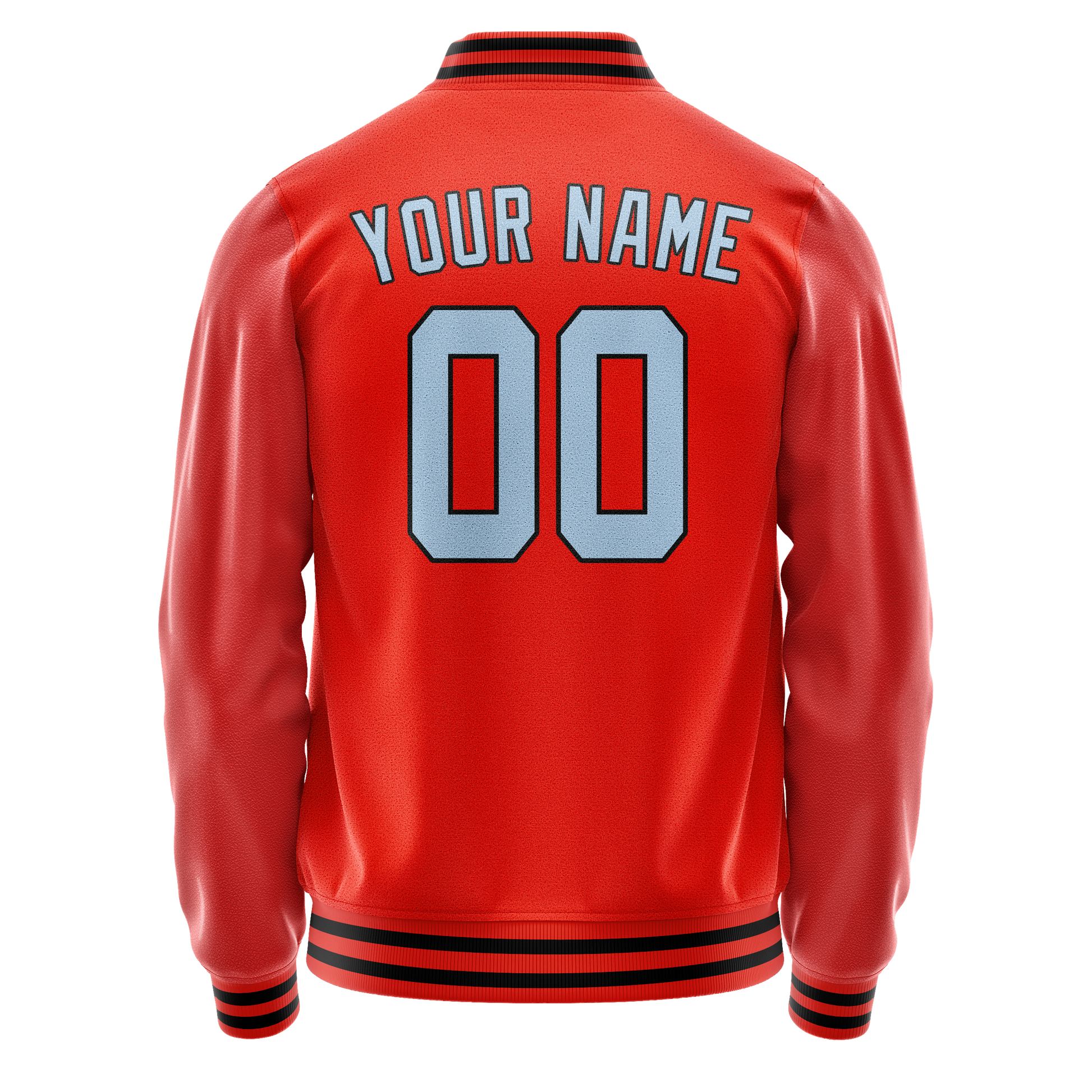 Custom Orange Light-Blue Solid Color Varsity Letterman Jacket JA02240617XE334