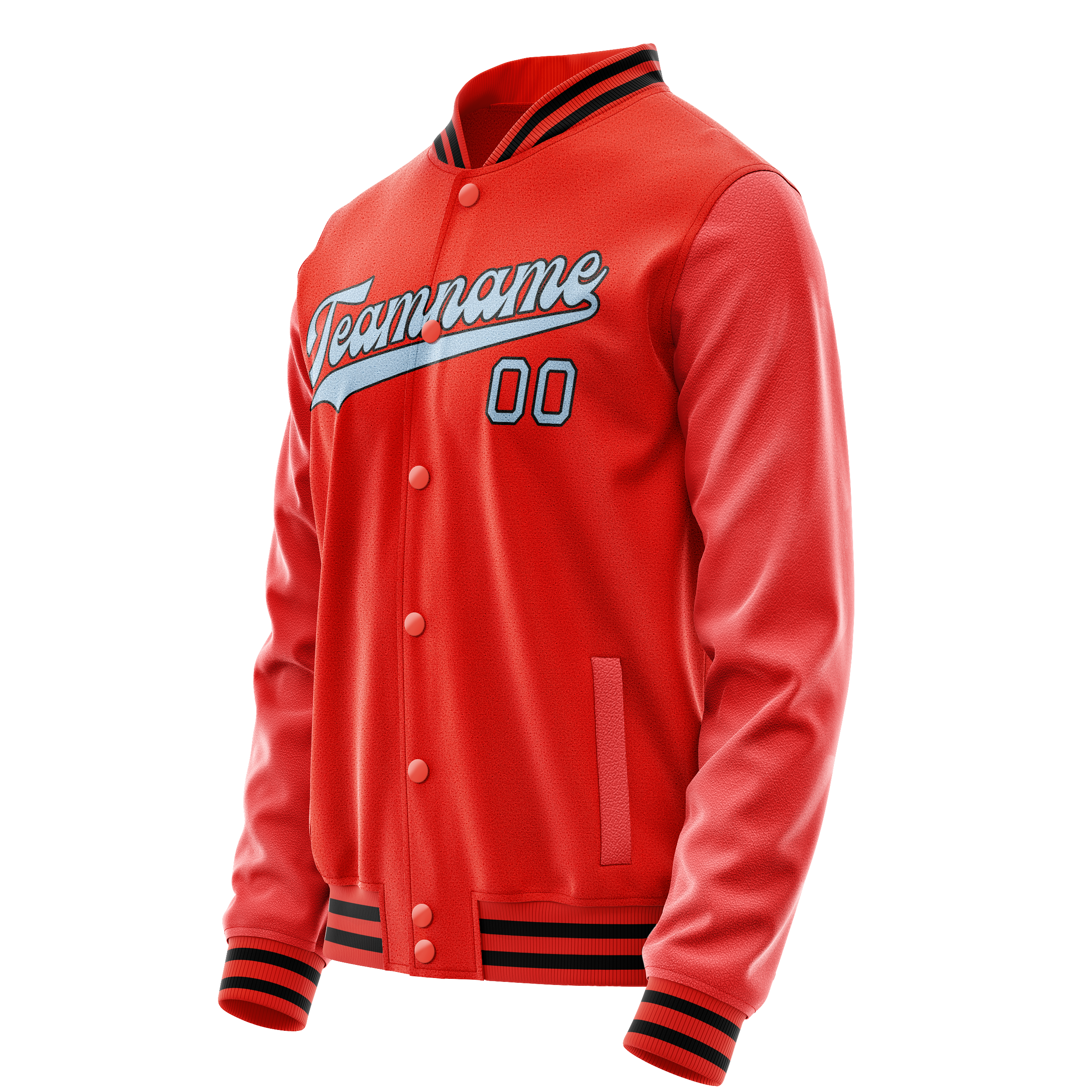 Custom Orange Light-Blue Solid Color Varsity Letterman Jacket JA02240617XE334