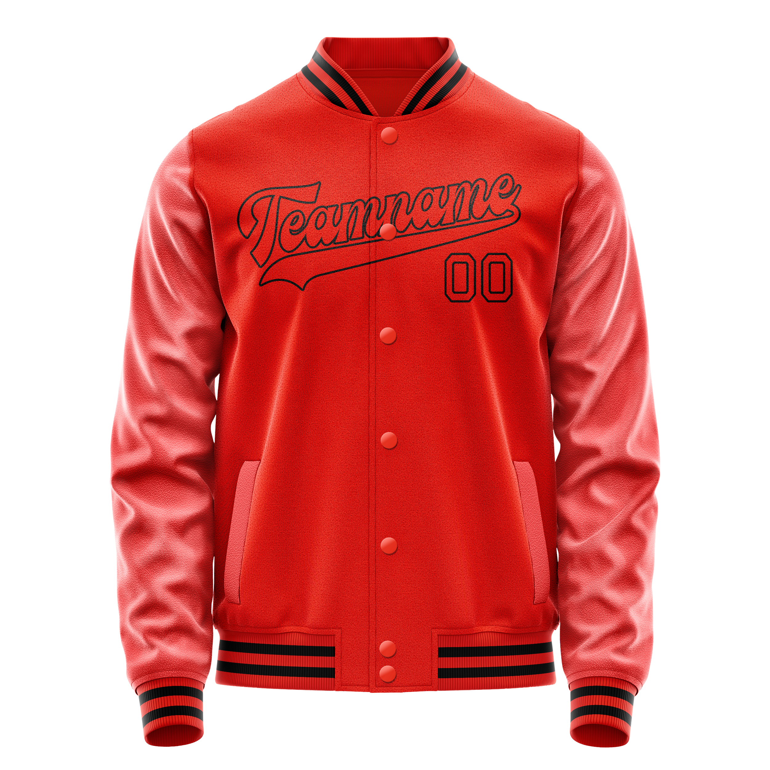 Custom Orange Black Solid Color Varsity Letterman Jacket JA02240617XE349