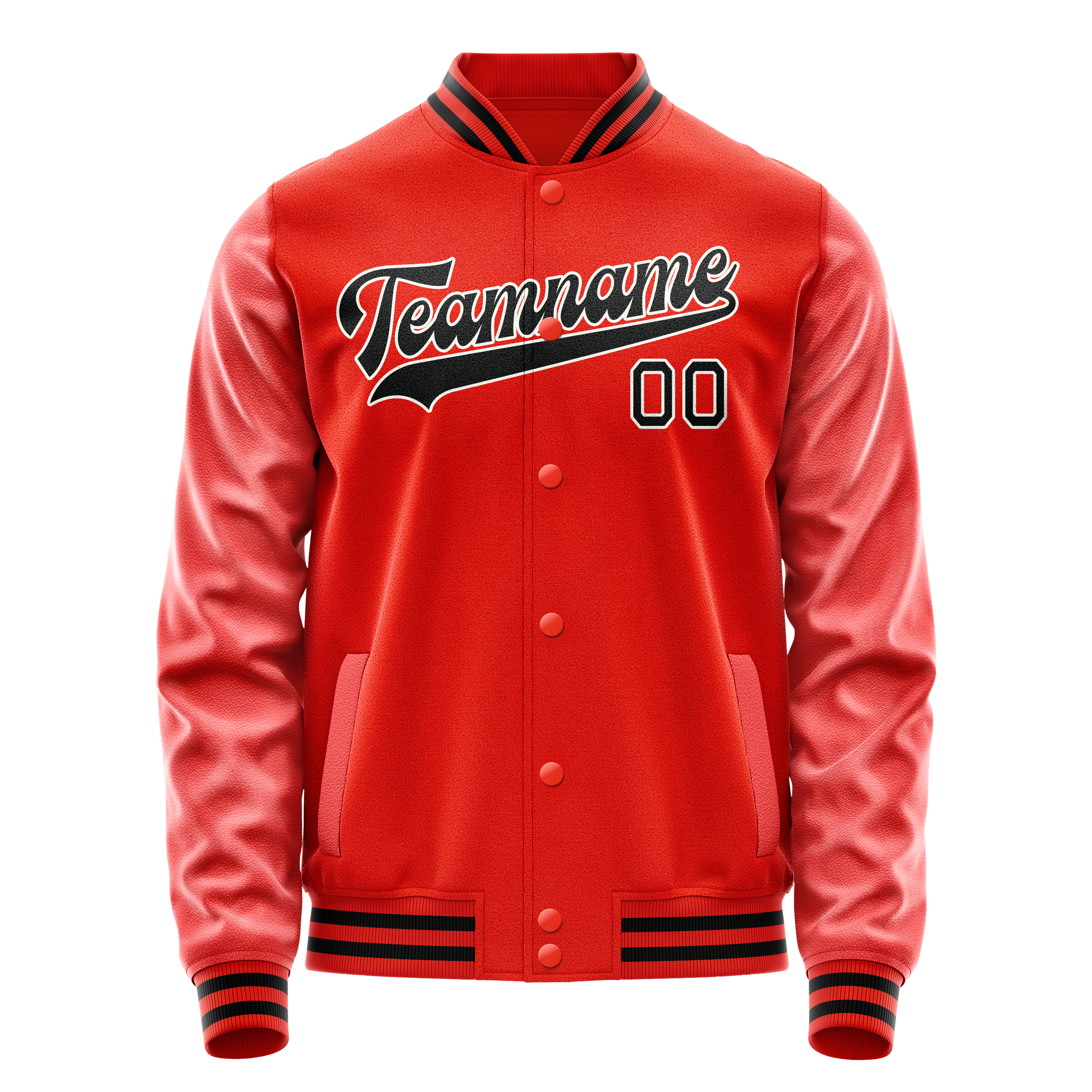 Custom Orange Black Solid Color Varsity Letterman Jacket JA02240617XE350