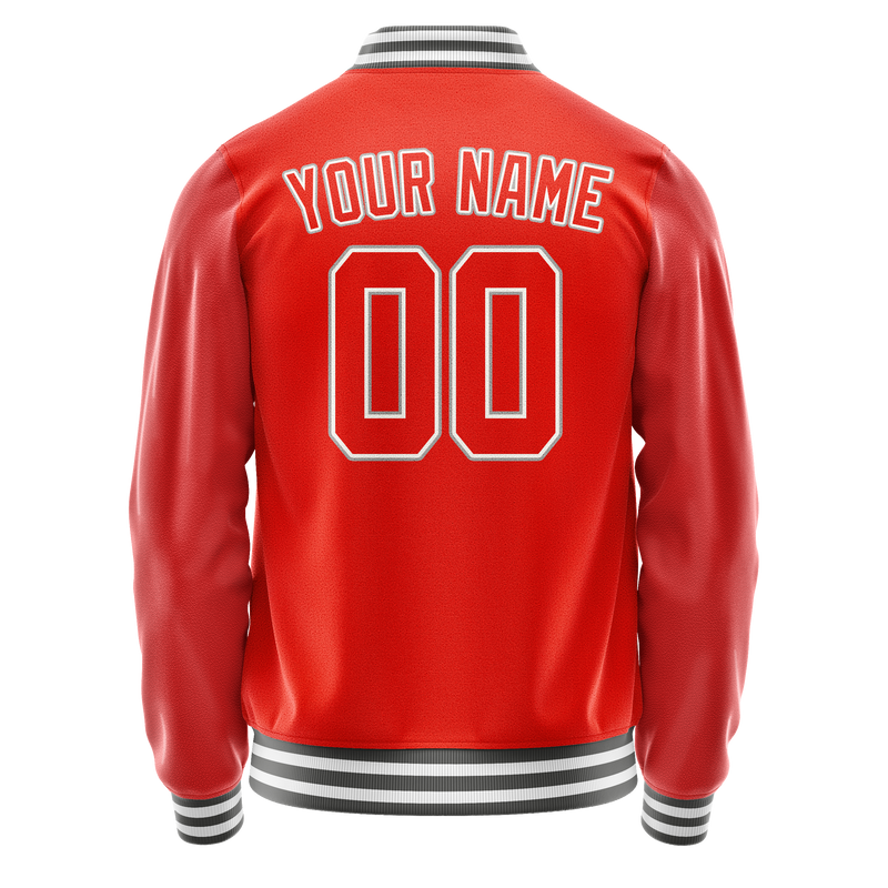 Custom Orange Gray Solid Color Varsity Letterman Jacket JA02240617XE343