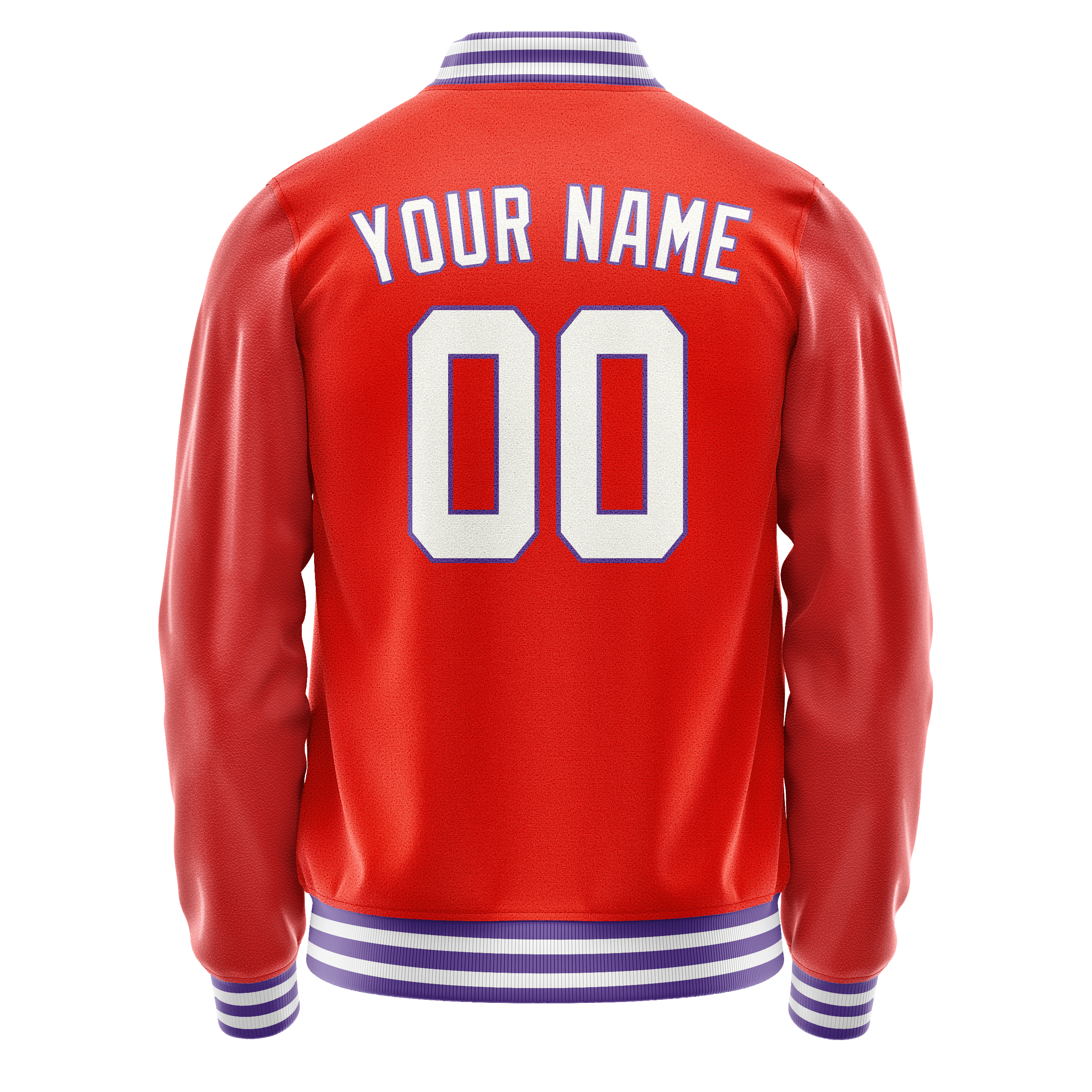 Custom Orange White Solid Color Varsity Letterman Jacket JA02240617XE344