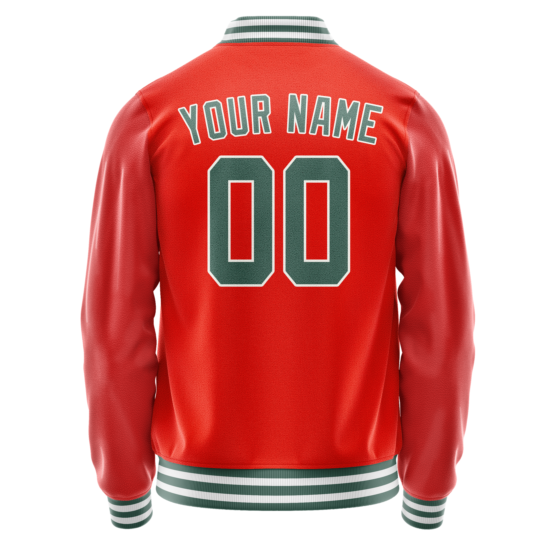 Custom Orange Teal Solid Color Varsity Letterman Jacket JA02240617XE331
