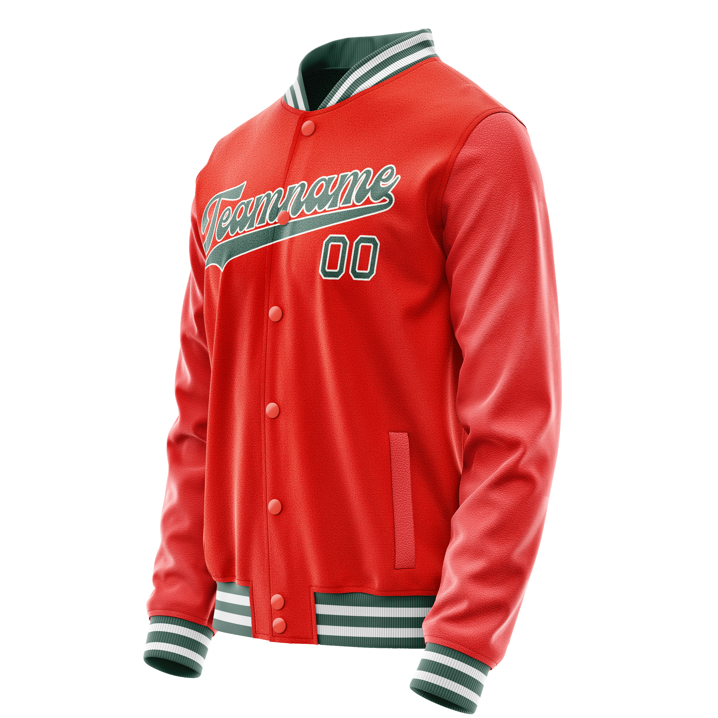 Custom Orange Teal Solid Color Varsity Letterman Jacket JA02240617XE331