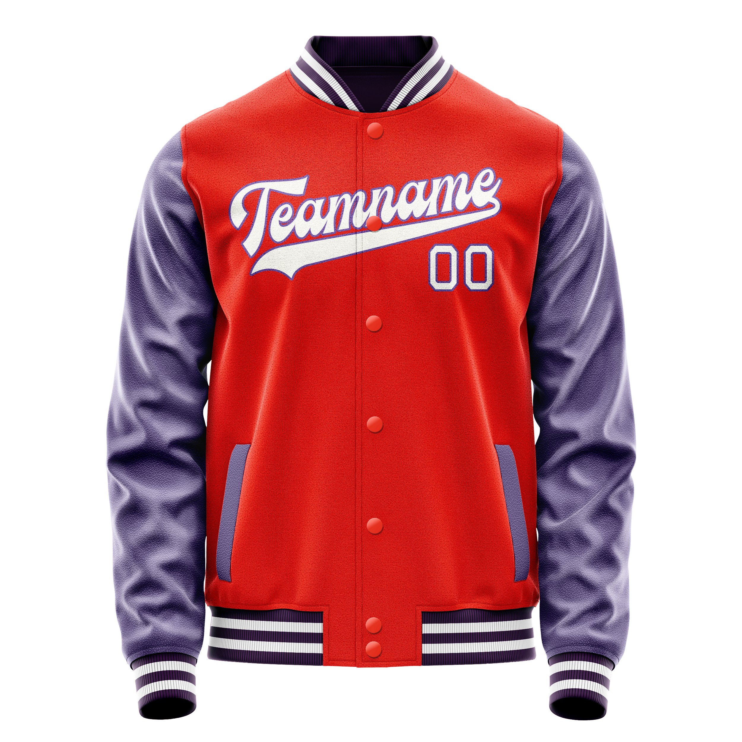 Custom Orange Purple Solid Color Varsity Letterman Jacket JA02240617XE329
