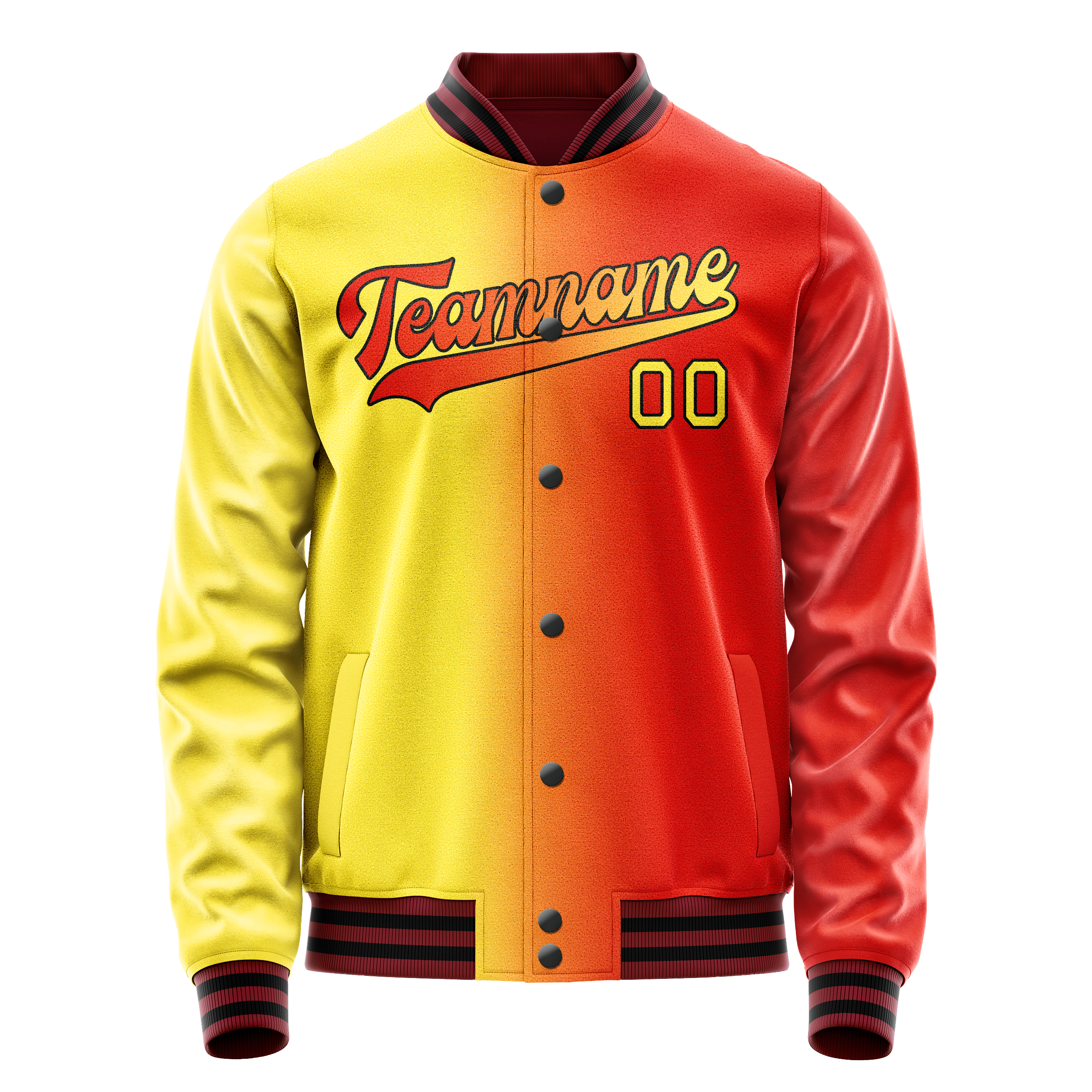 Custom Orange Yellow Gradient Varsity Letterman Jacket