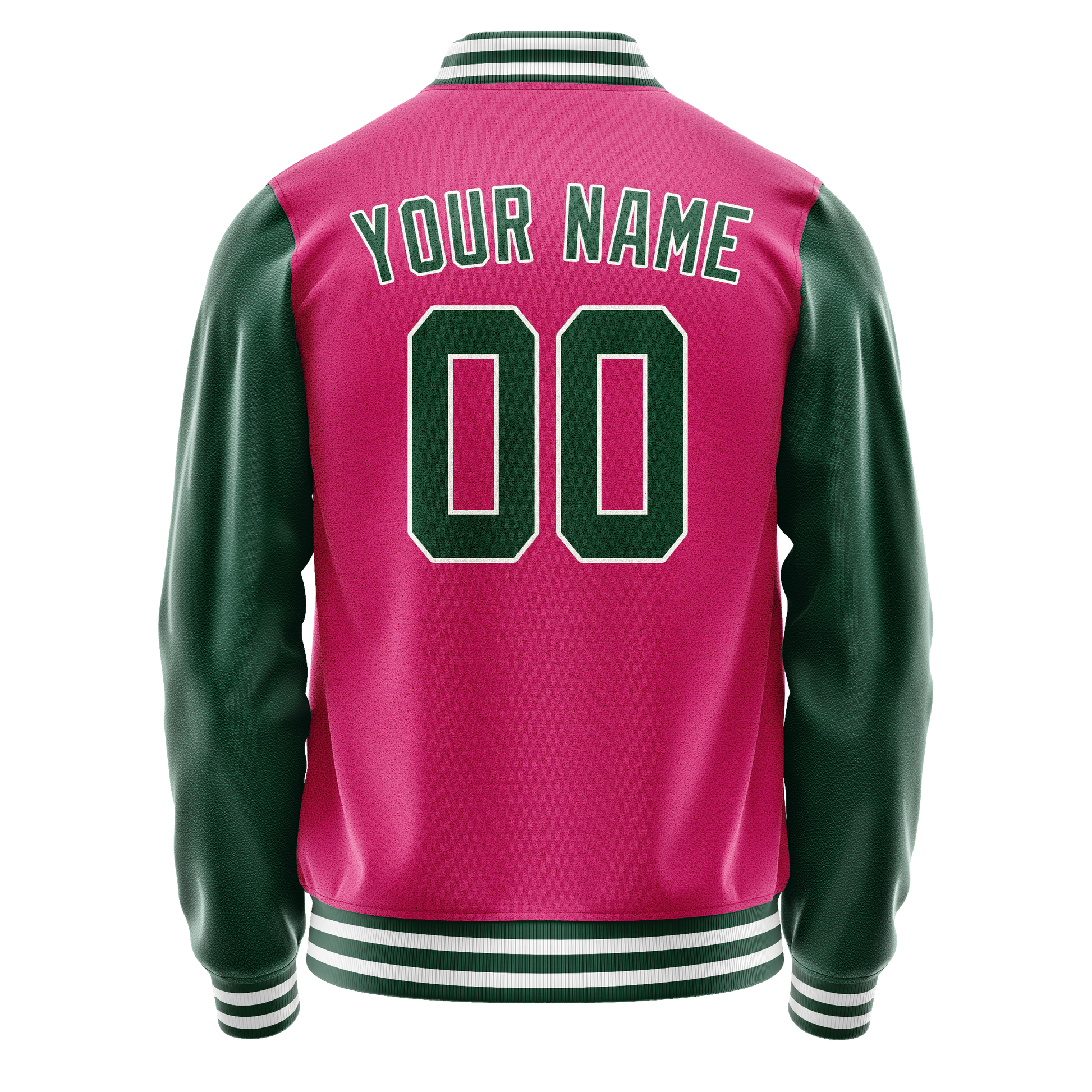 Custom Pink Kelly-Green Solid Color Varsity Letterman Jacket JA02240617SH298