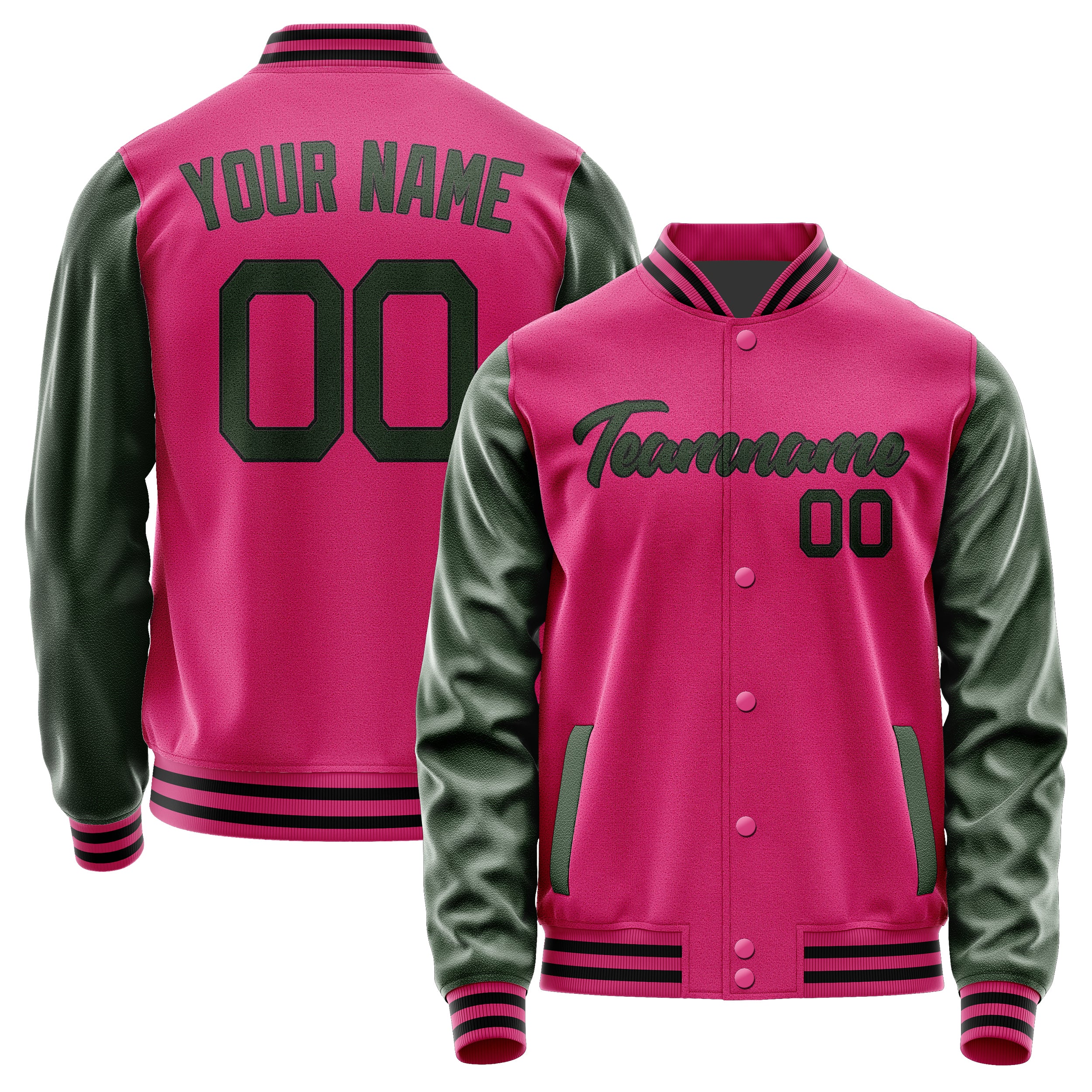 Custom Pink Dark Green Jacket JA1313061317B21706