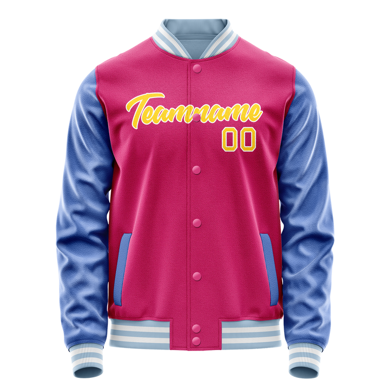 Custom Pink Light-Blue Solid Color Varsity Letterman Jacket JA02240617SH302
