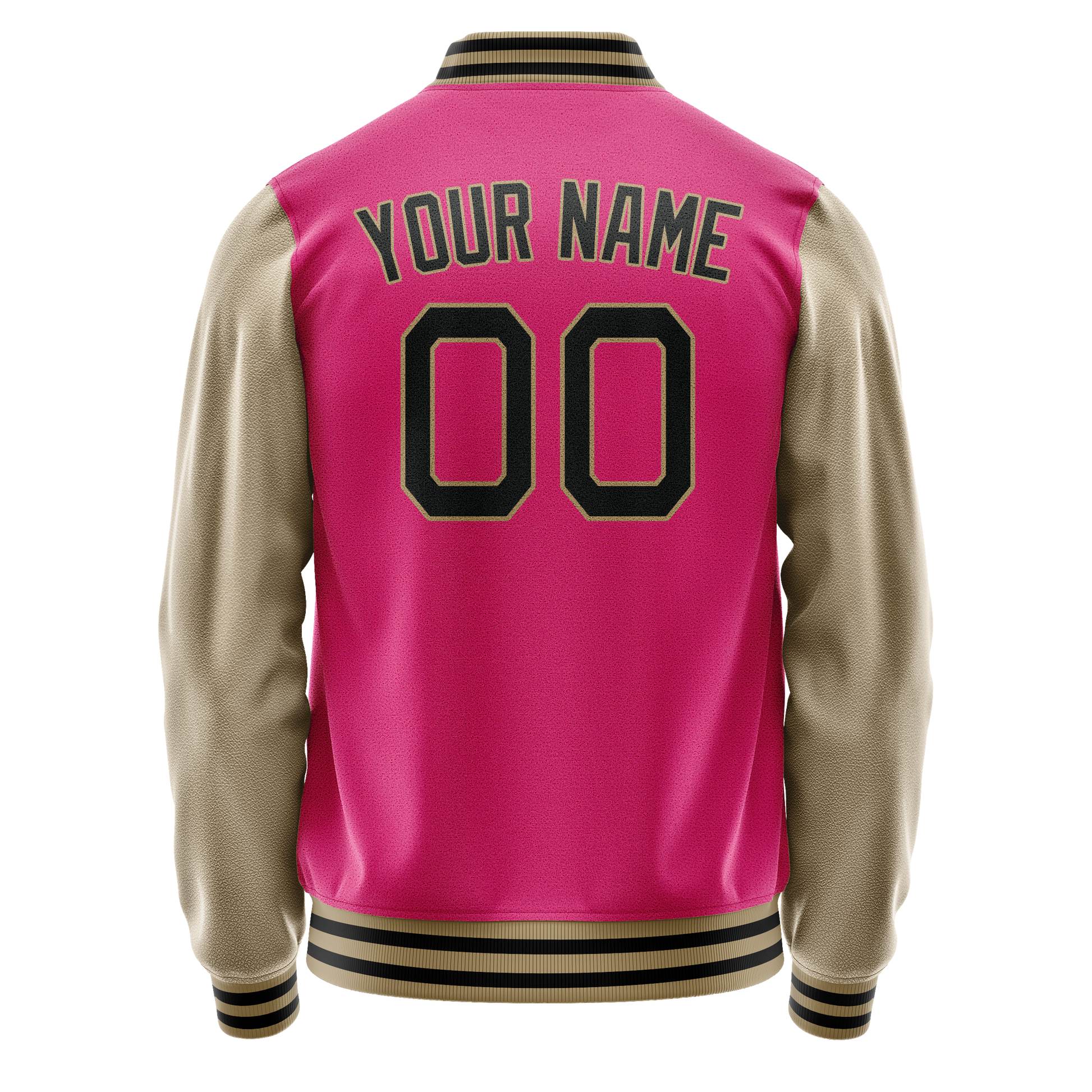 Custom Pink Cream Solid Color Varsity Letterman Jacket JA02240617SH305