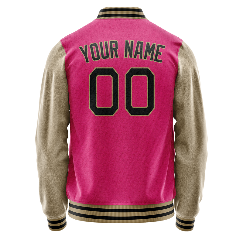 Custom Pink Cream Solid Color Varsity Letterman Jacket JA02240617SH305