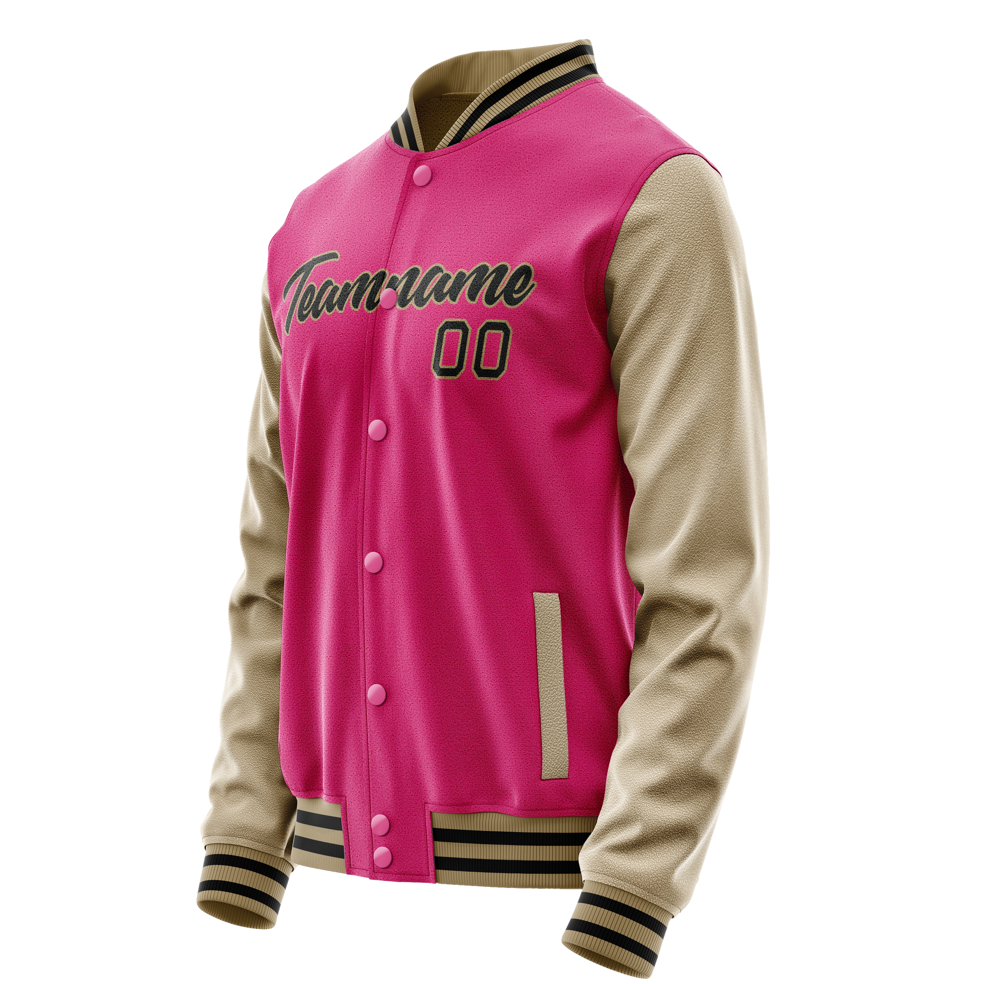 Custom Pink Cream Solid Color Varsity Letterman Jacket JA02240617SH305