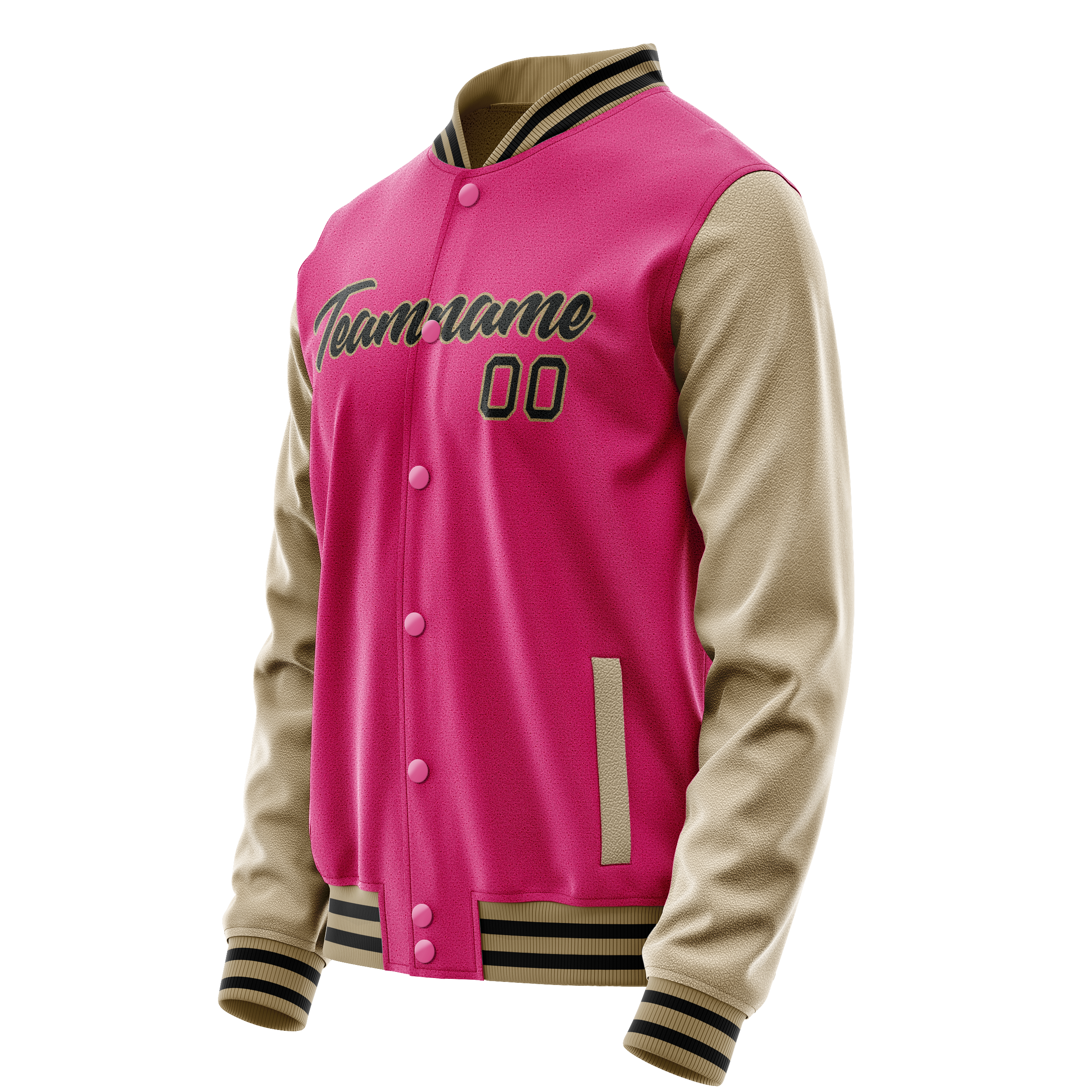 Custom Pink Cream Solid Color Varsity Letterman Jacket JA02240617SH305