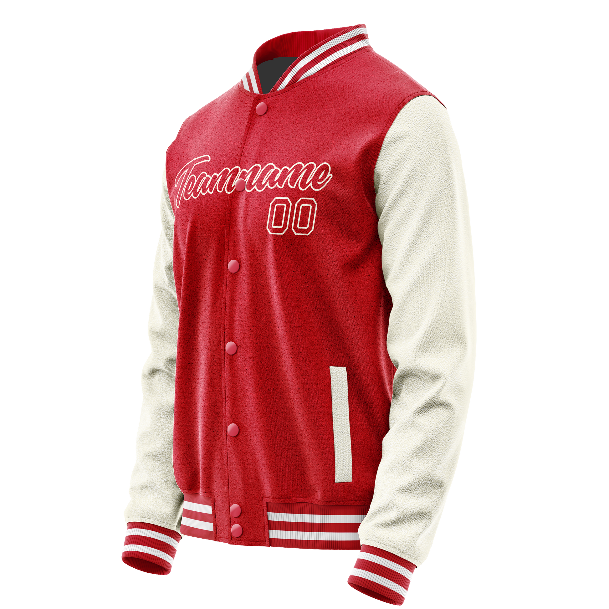 Custom Red Cream Solid Color Varsity Letterman Jacket JA02240617XY414
