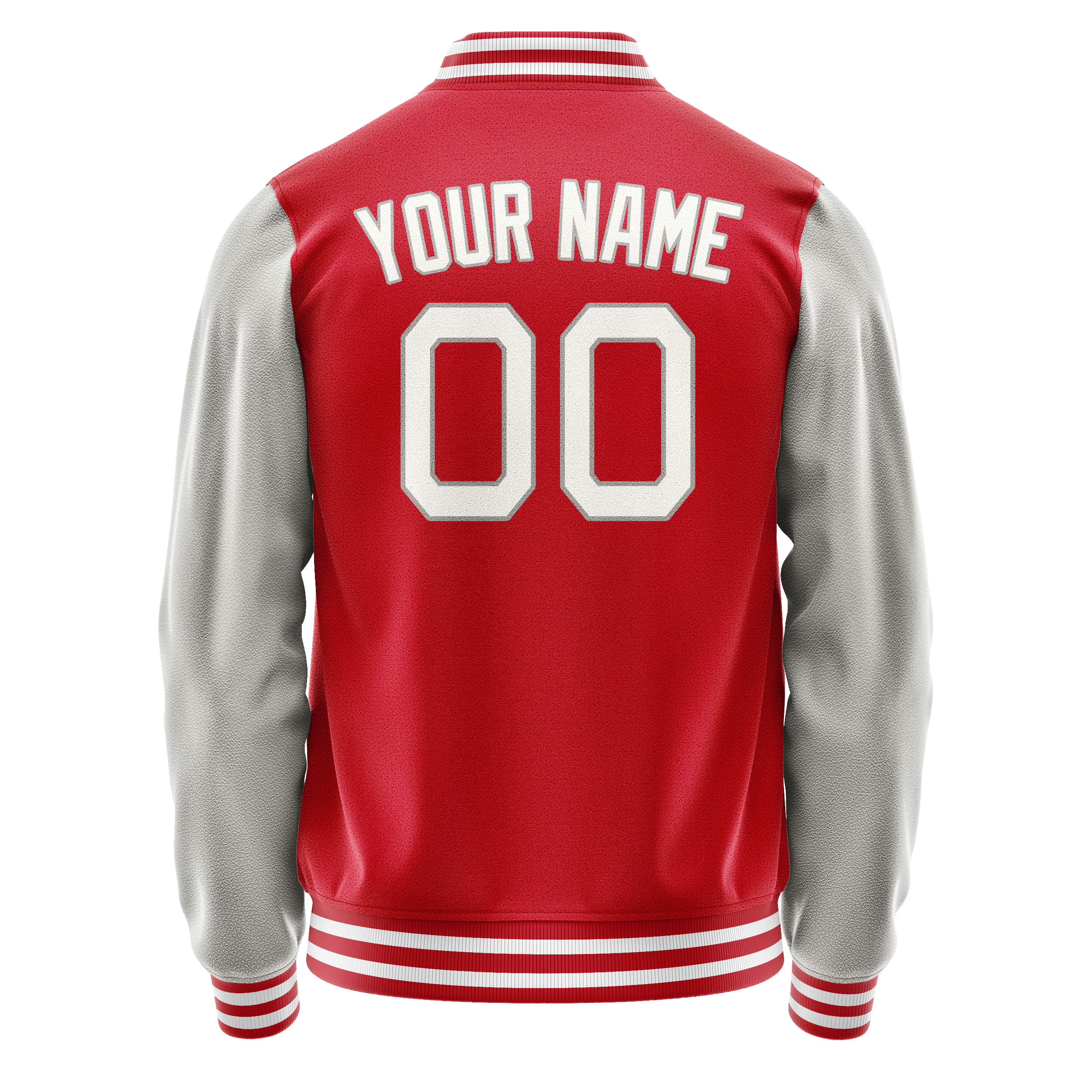 Custom Red Gray Solid Color Varsity Letterman Jacket JA02240617XY415