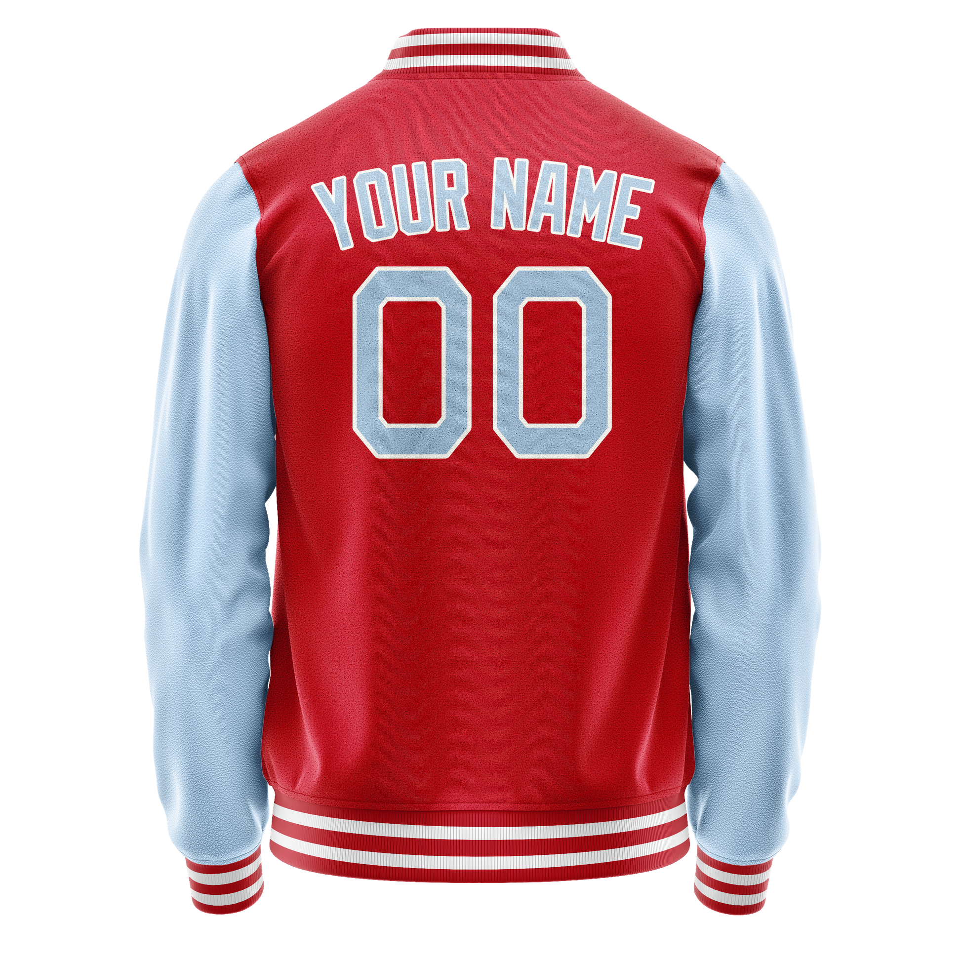 Custom Red Light-Blue Solid Color Varsity Letterman Jacket JA02240617XY413