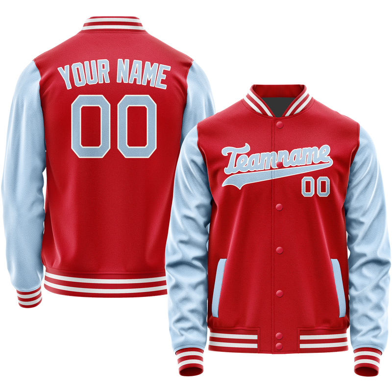 Custom Red Light-Blue Solid Color Varsity Letterman Jacket JA02240617XY413