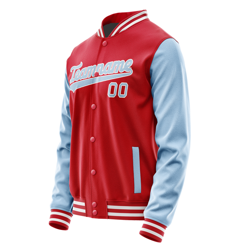 Custom Red Light-Blue Solid Color Varsity Letterman Jacket JA02240617XY413