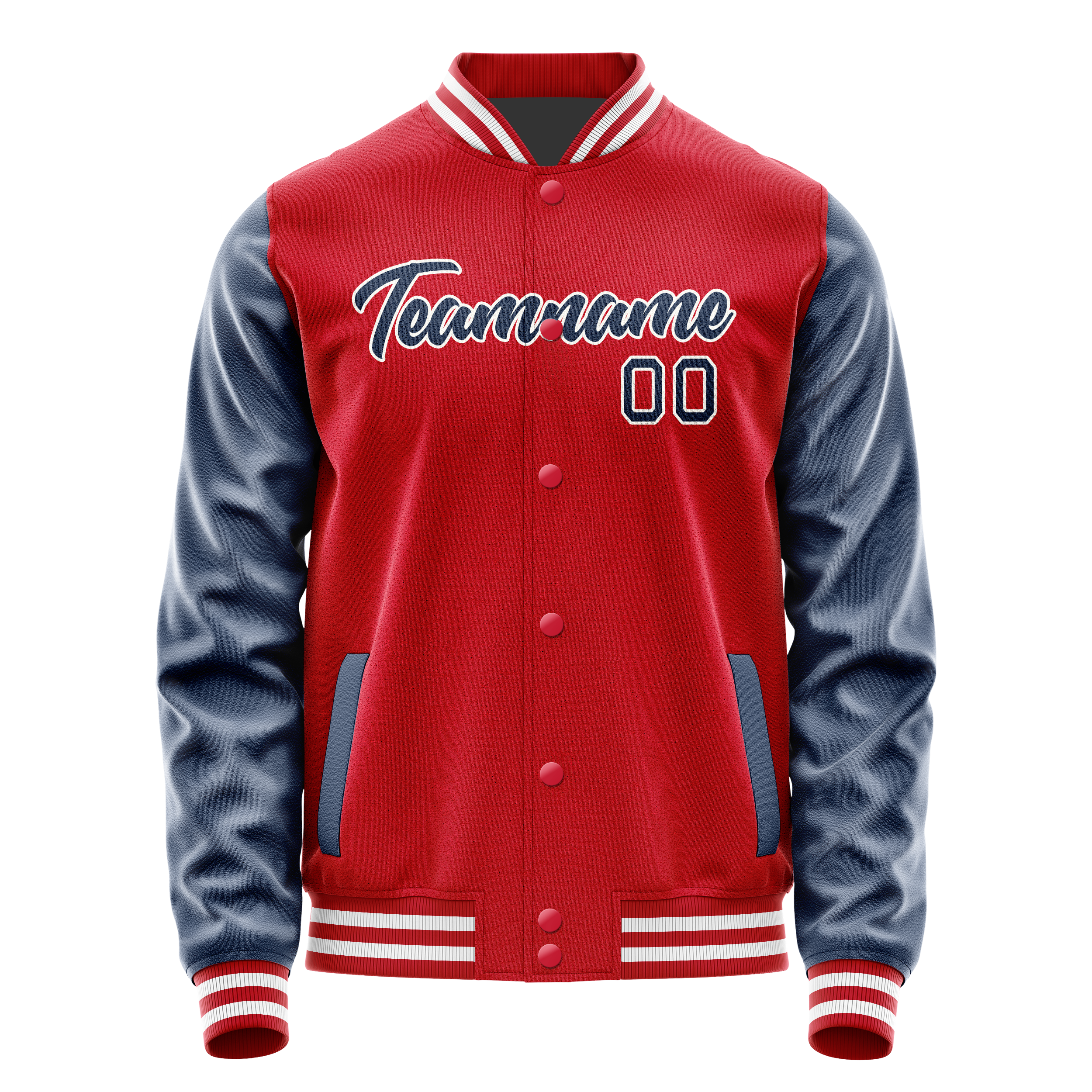 Custom Red Royal Solid Color Varsity Letterman Jacket JA02240617XY409