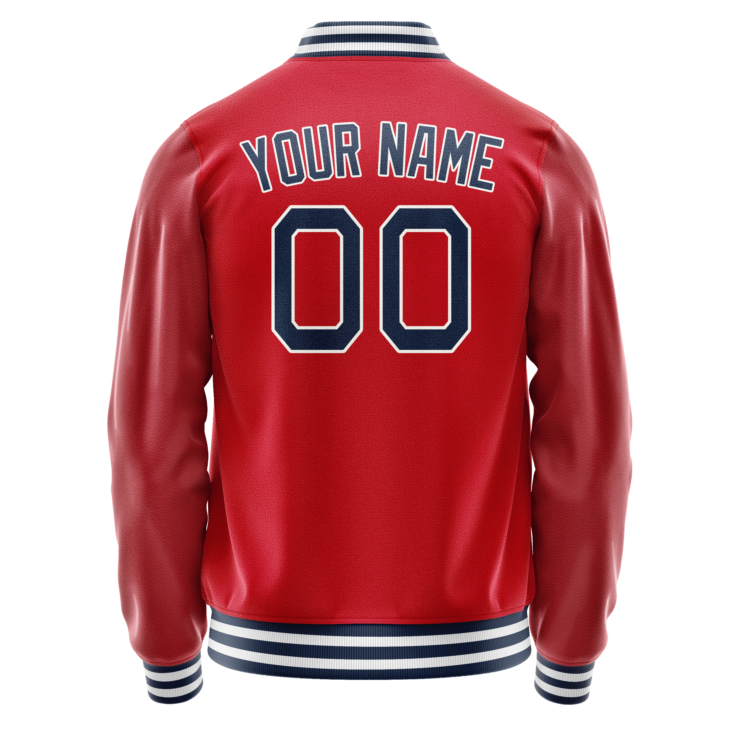 Custom Red Navy Solid Color Varsity Letterman Jacket JA02240617XY405