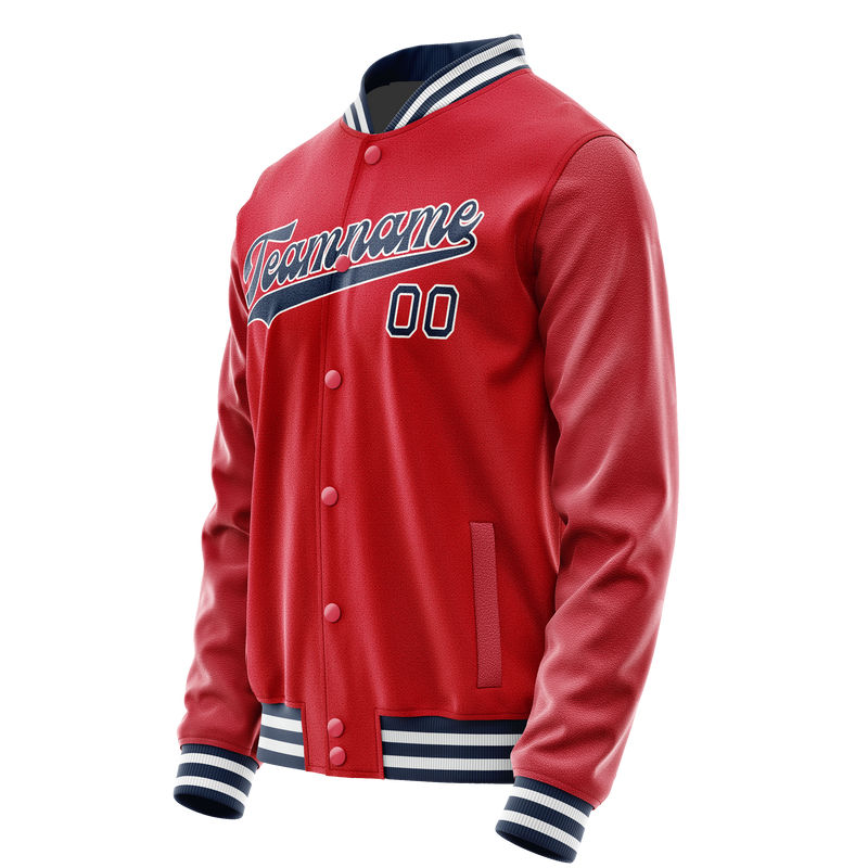 Custom Red Navy Solid Color Varsity Letterman Jacket JA02240617XY405