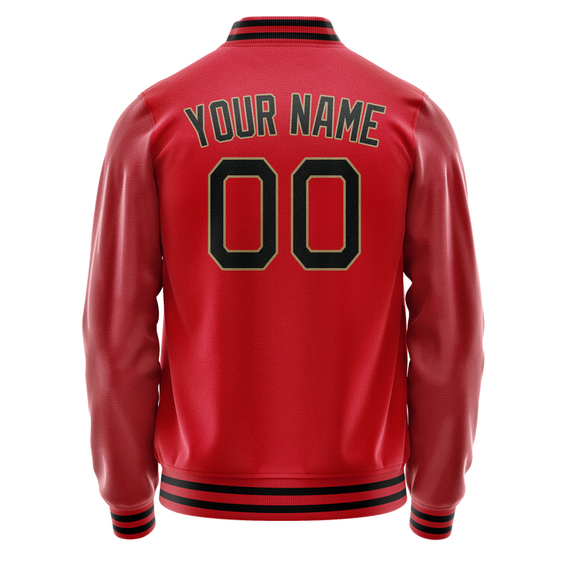 Custom Red Black Solid Color Varsity Letterman Jacket JA02240617XY401