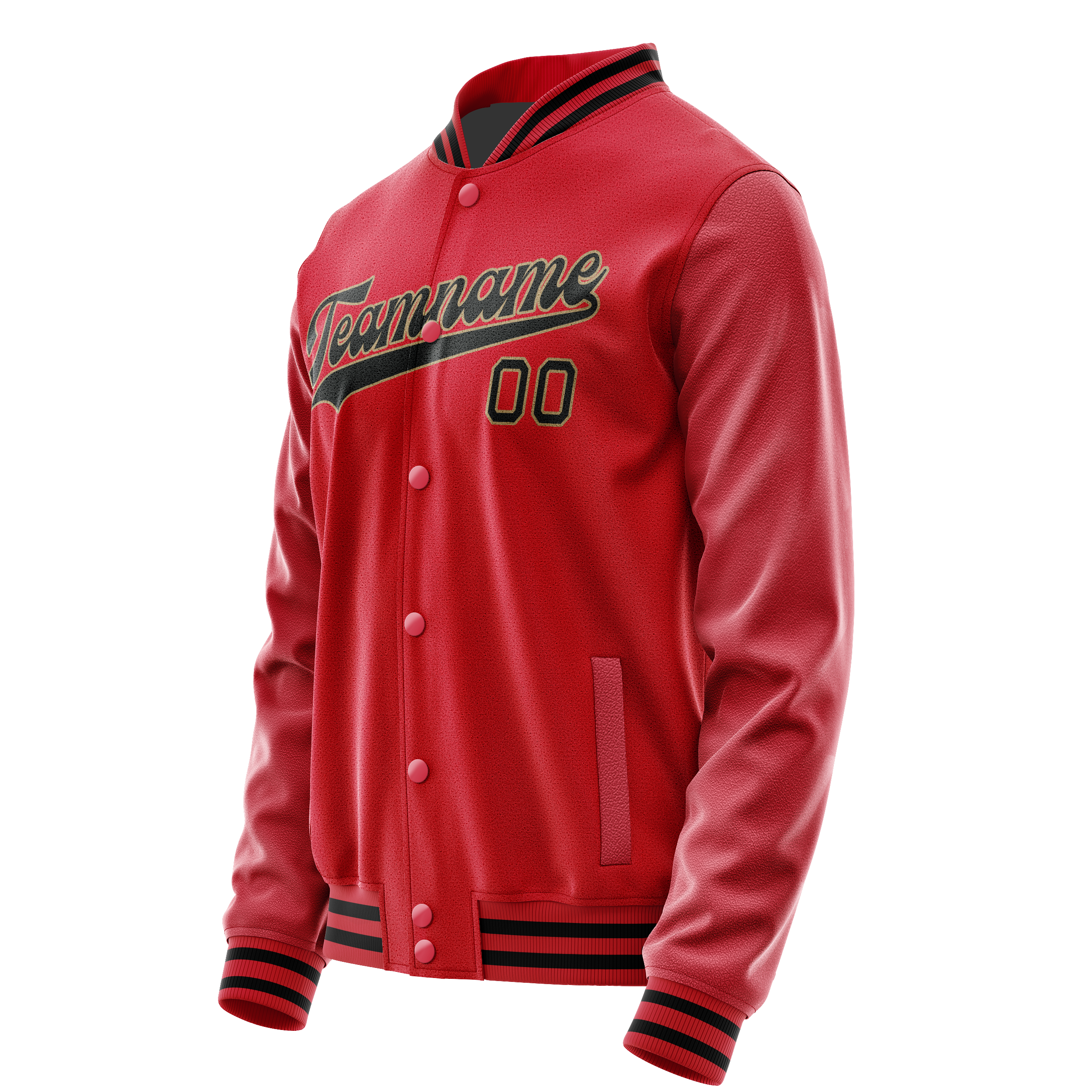 Custom Red Black Solid Color Varsity Letterman Jacket JA02240617XY401