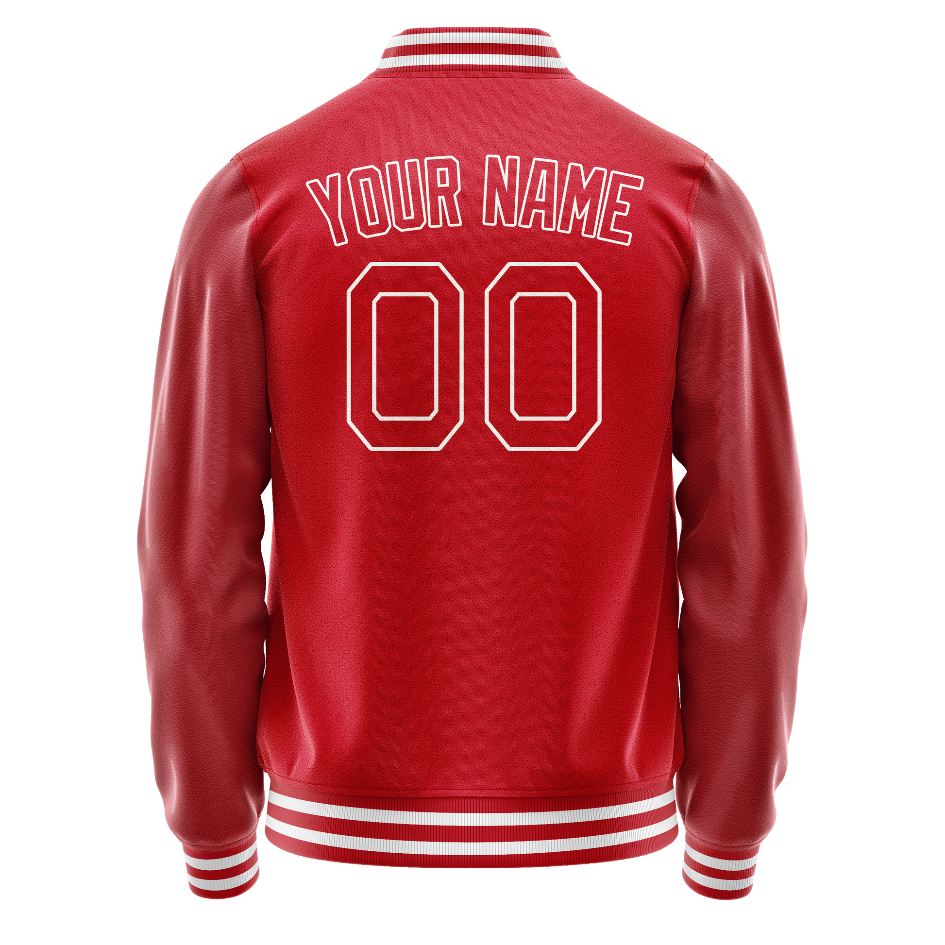Custom Red White Solid Color Varsity Letterman Jacket JA02240617XY416