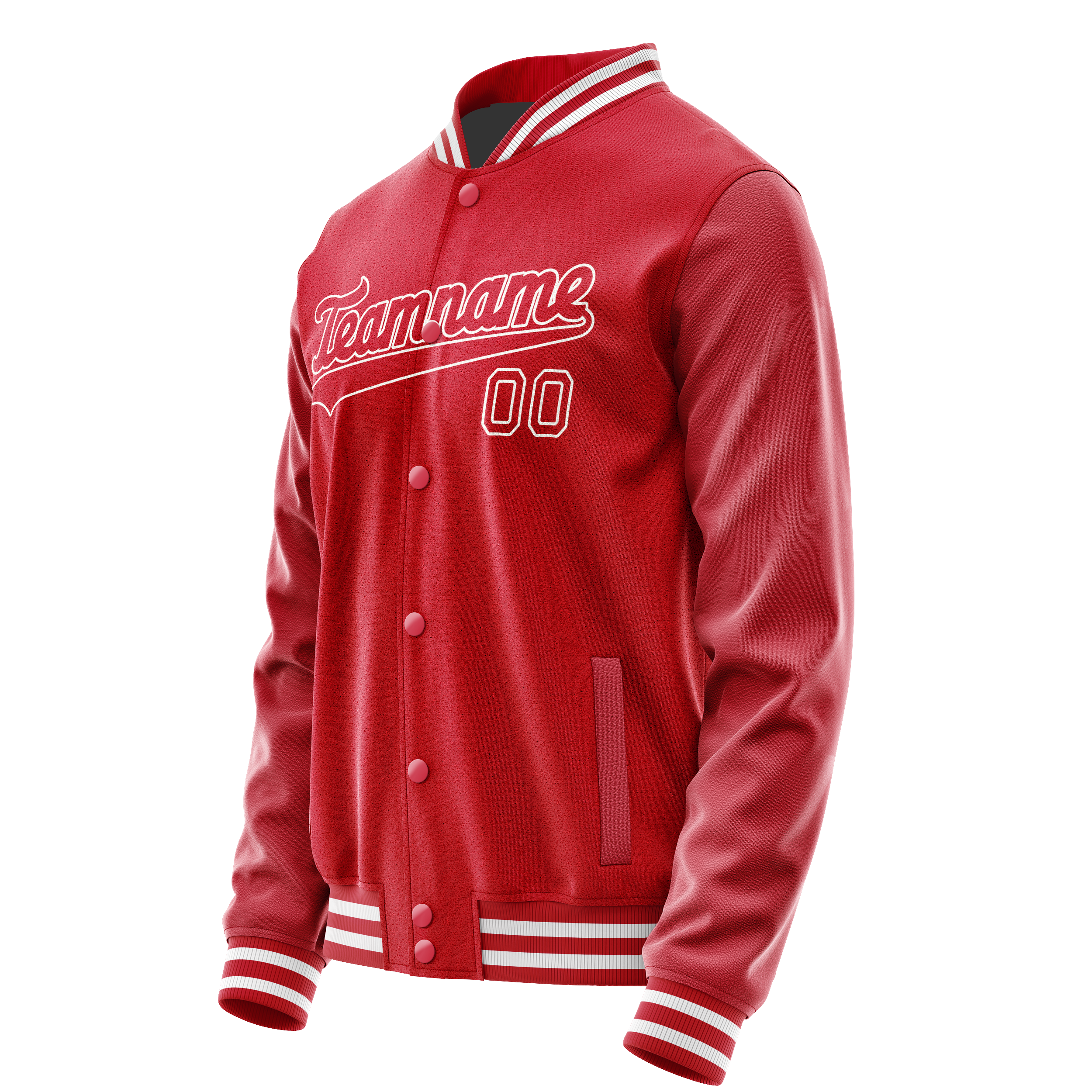 Custom Red White Solid Color Varsity Letterman Jacket JA02240617XY416