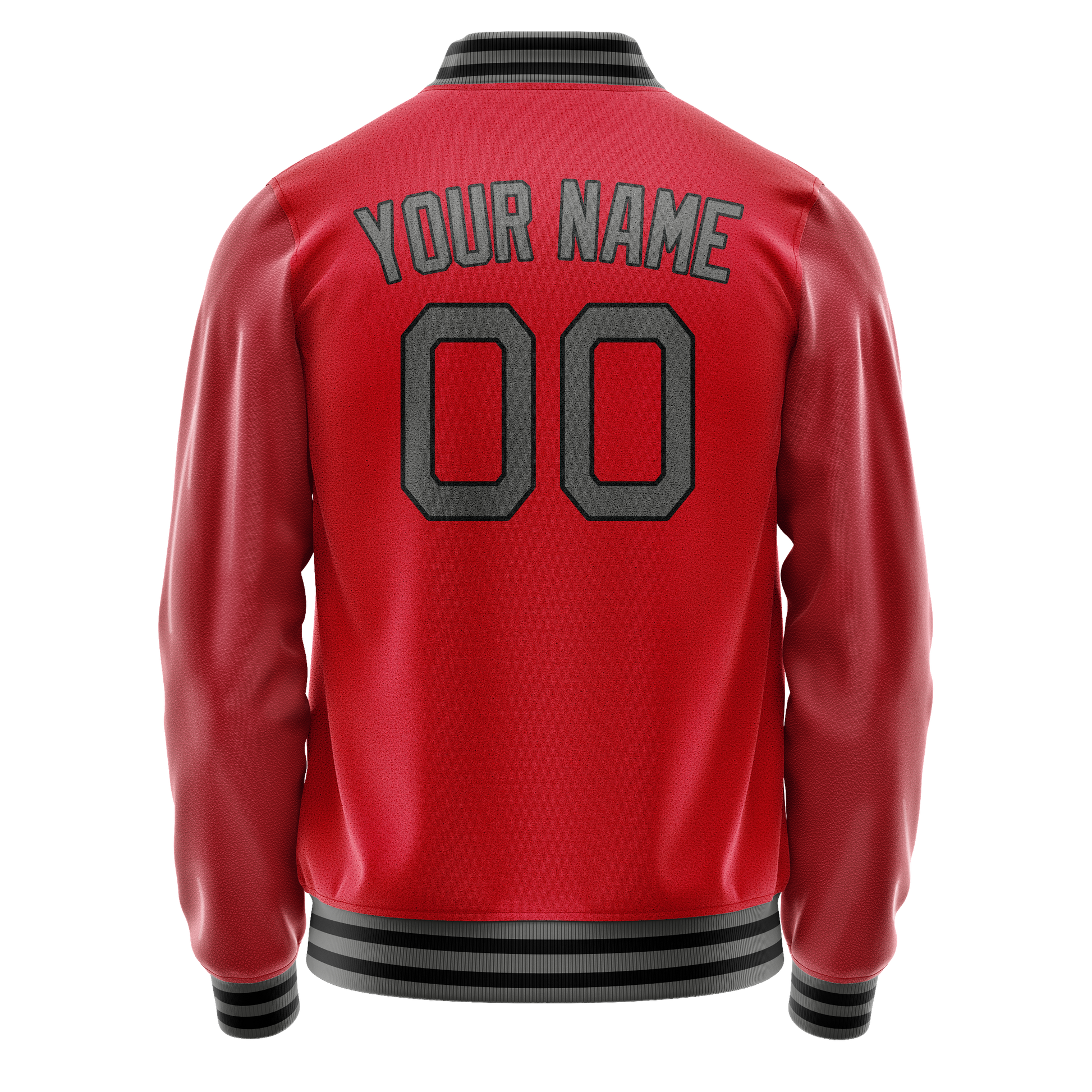 Custom Red Gray Solid Color Varsity Letterman Jacket JA02240617XY407