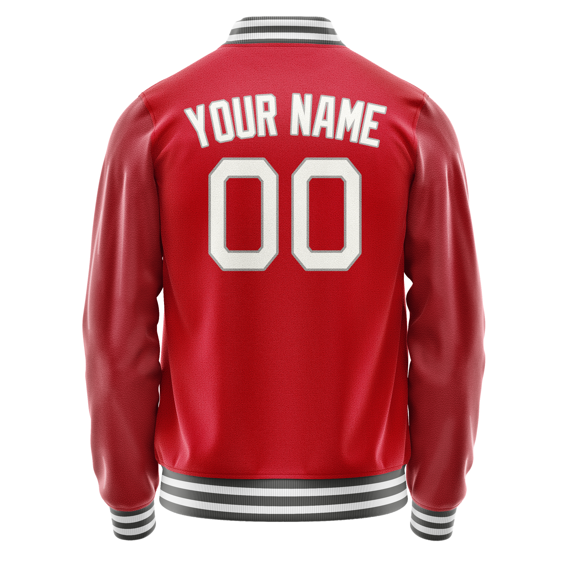 Custom Red Gray Solid Color Varsity Letterman Jacket JA02240617XY397