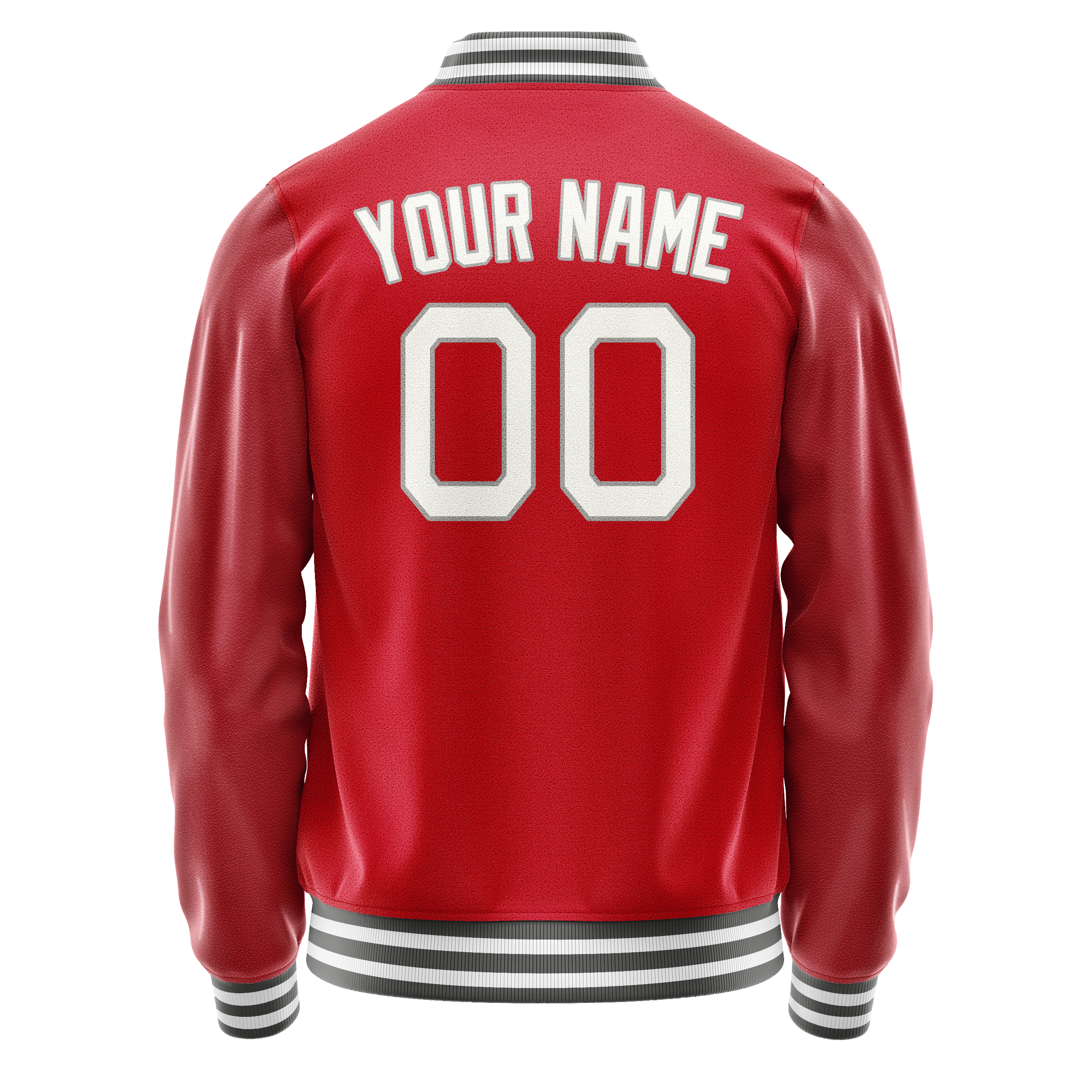Custom Red Gray Solid Color Varsity Letterman Jacket JA02240617XY397