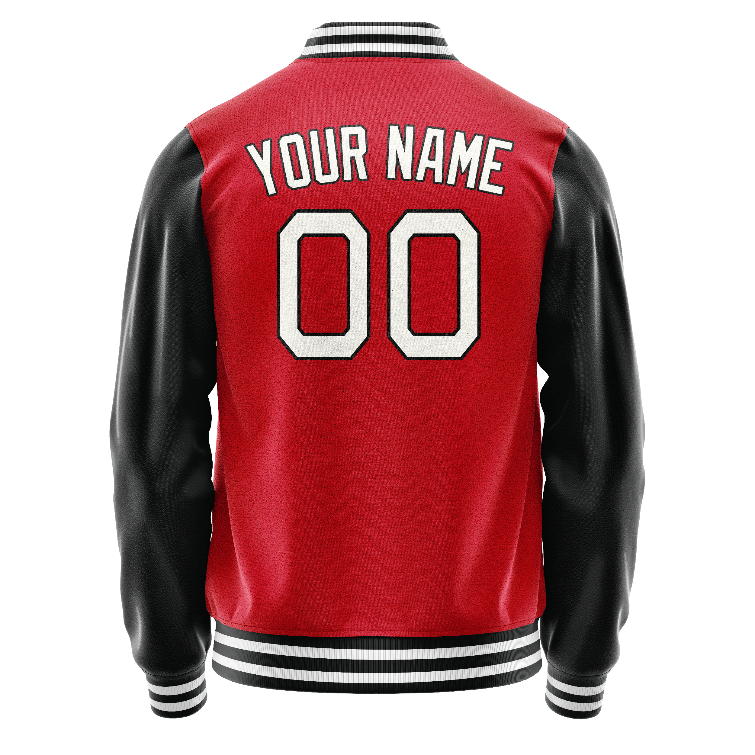 Custom Red Black Solid Color Varsity Letterman Jacket JA02240617XY408