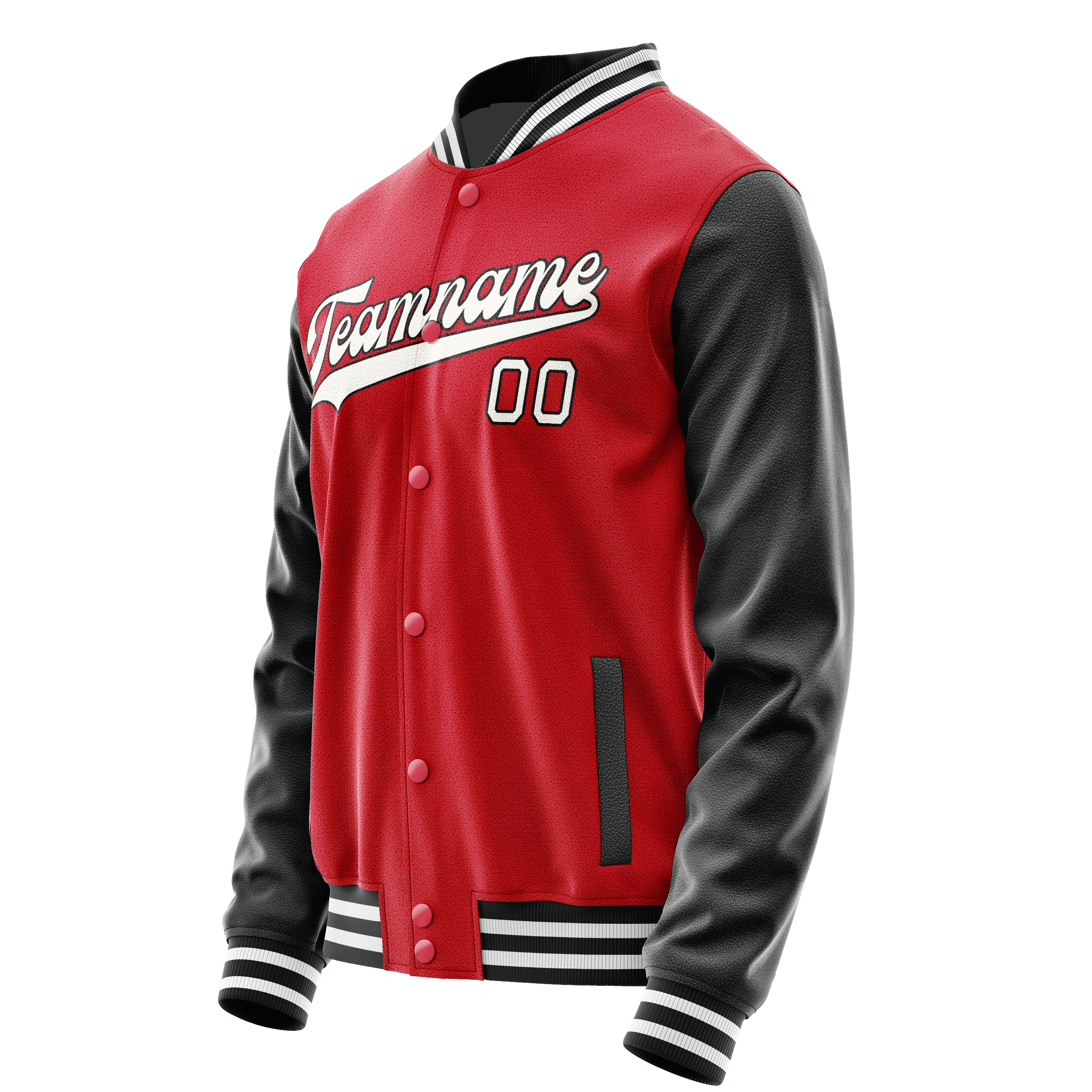 Custom Red Black Solid Color Varsity Letterman Jacket JA02240617XY408