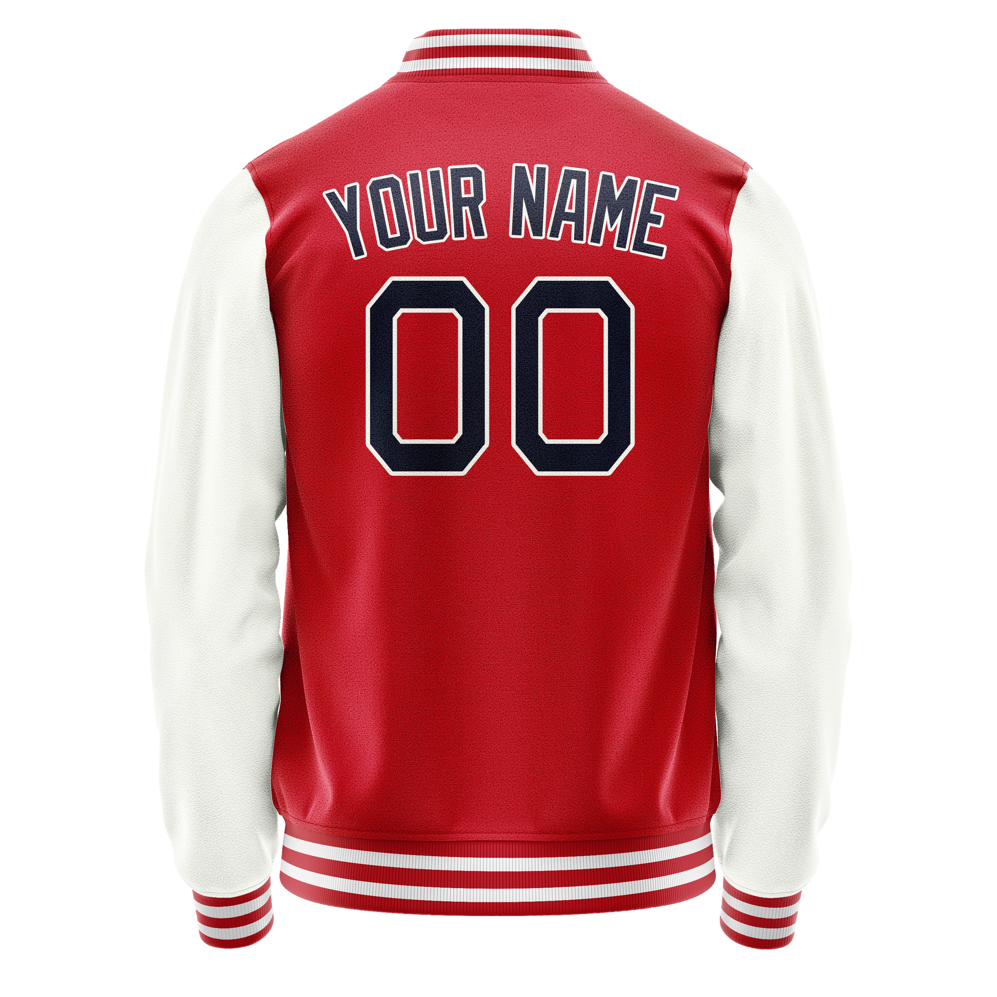 Custom Red White Solid Color Varsity Letterman Jacket JA02240617XY402