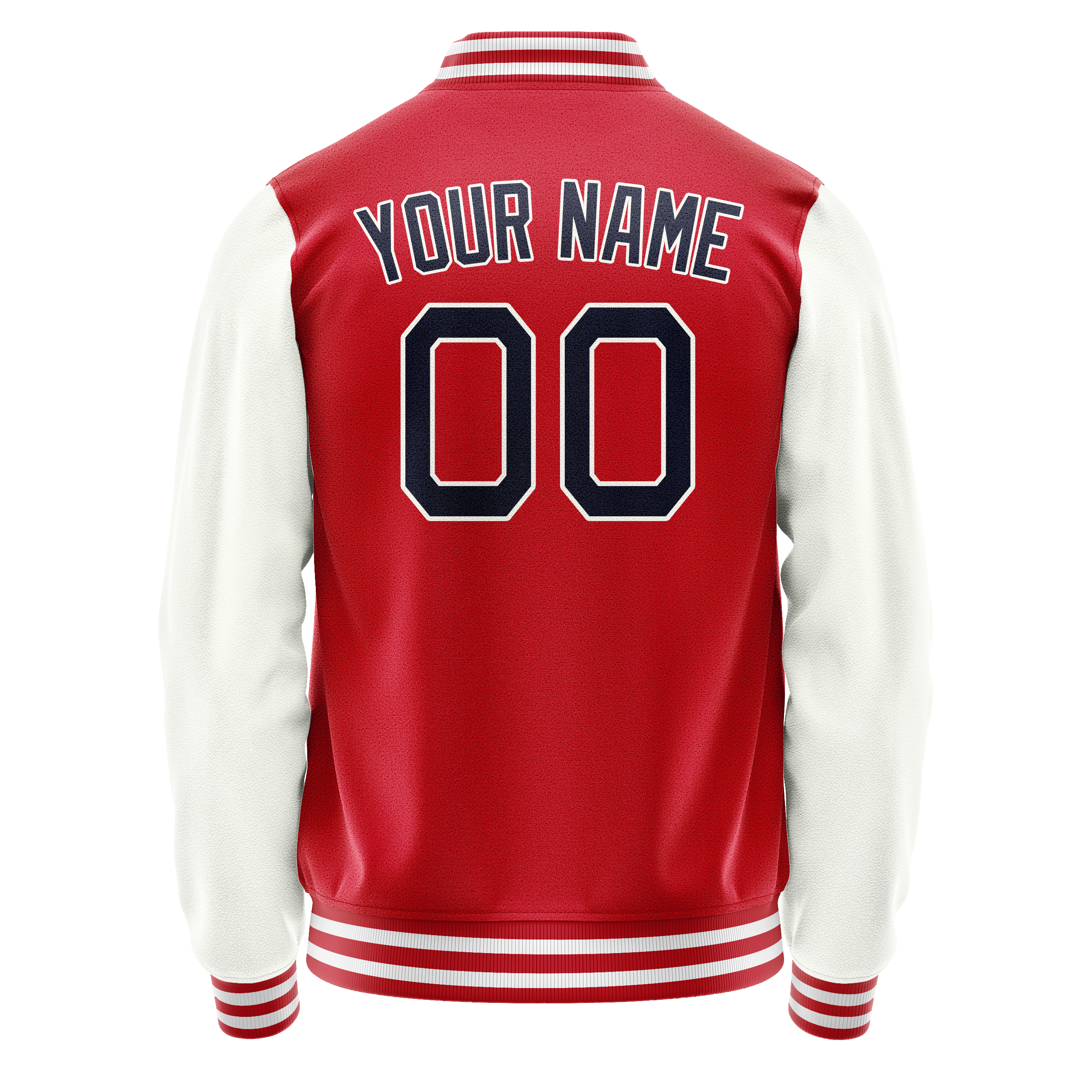 Custom Red White Solid Color Varsity Letterman Jacket JA02240617XY402