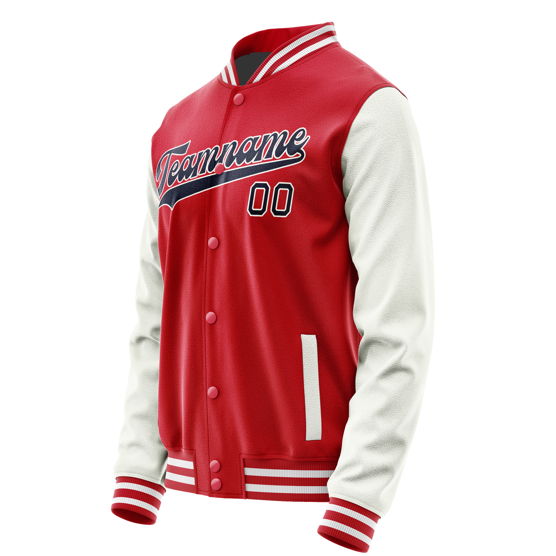 Custom Red White Solid Color Varsity Letterman Jacket JA02240617XY402