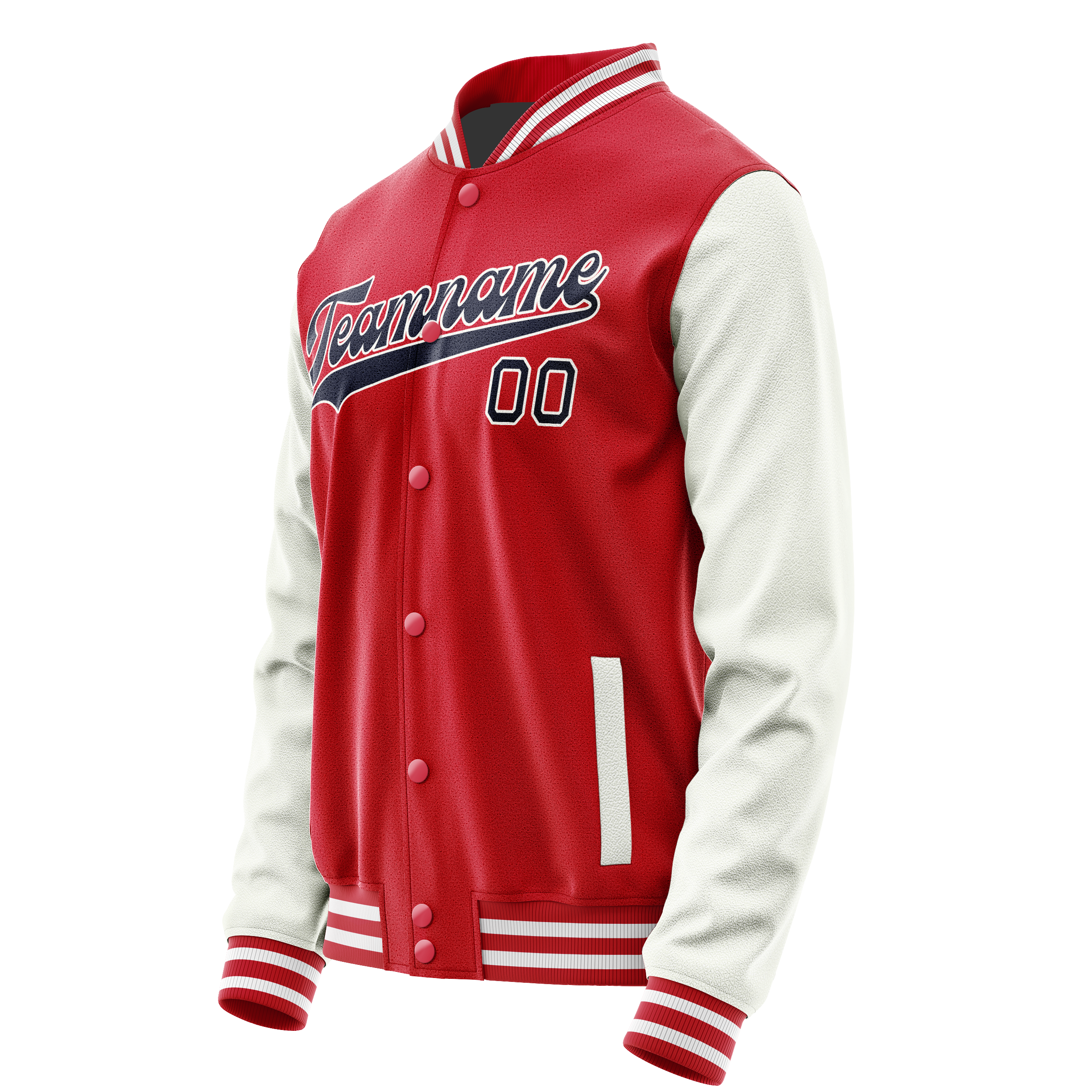 Custom Red White Solid Color Varsity Letterman Jacket JA02240617XY402