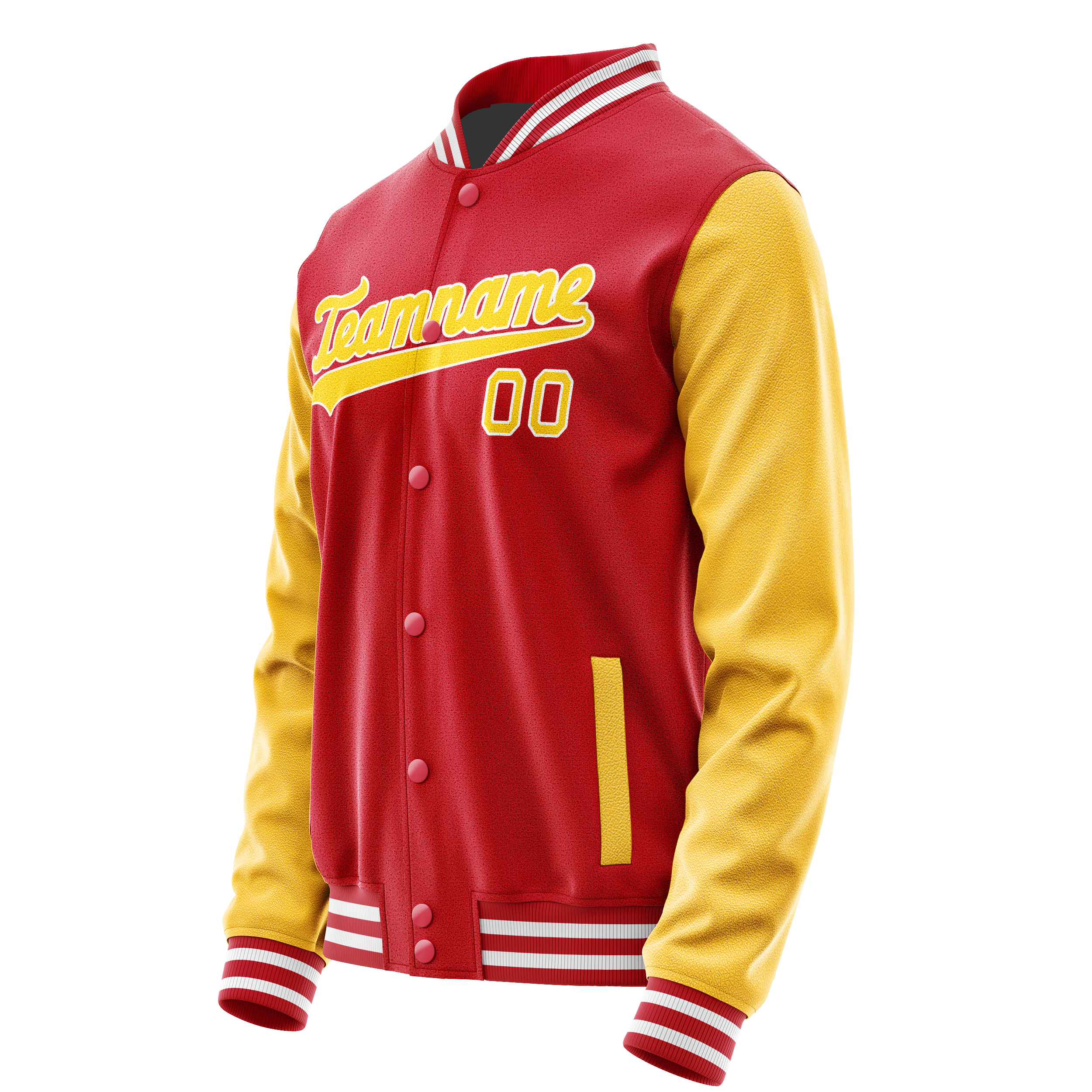 Custom Red Yellow Solid Color Varsity Letterman Jacket JA02240617XY387