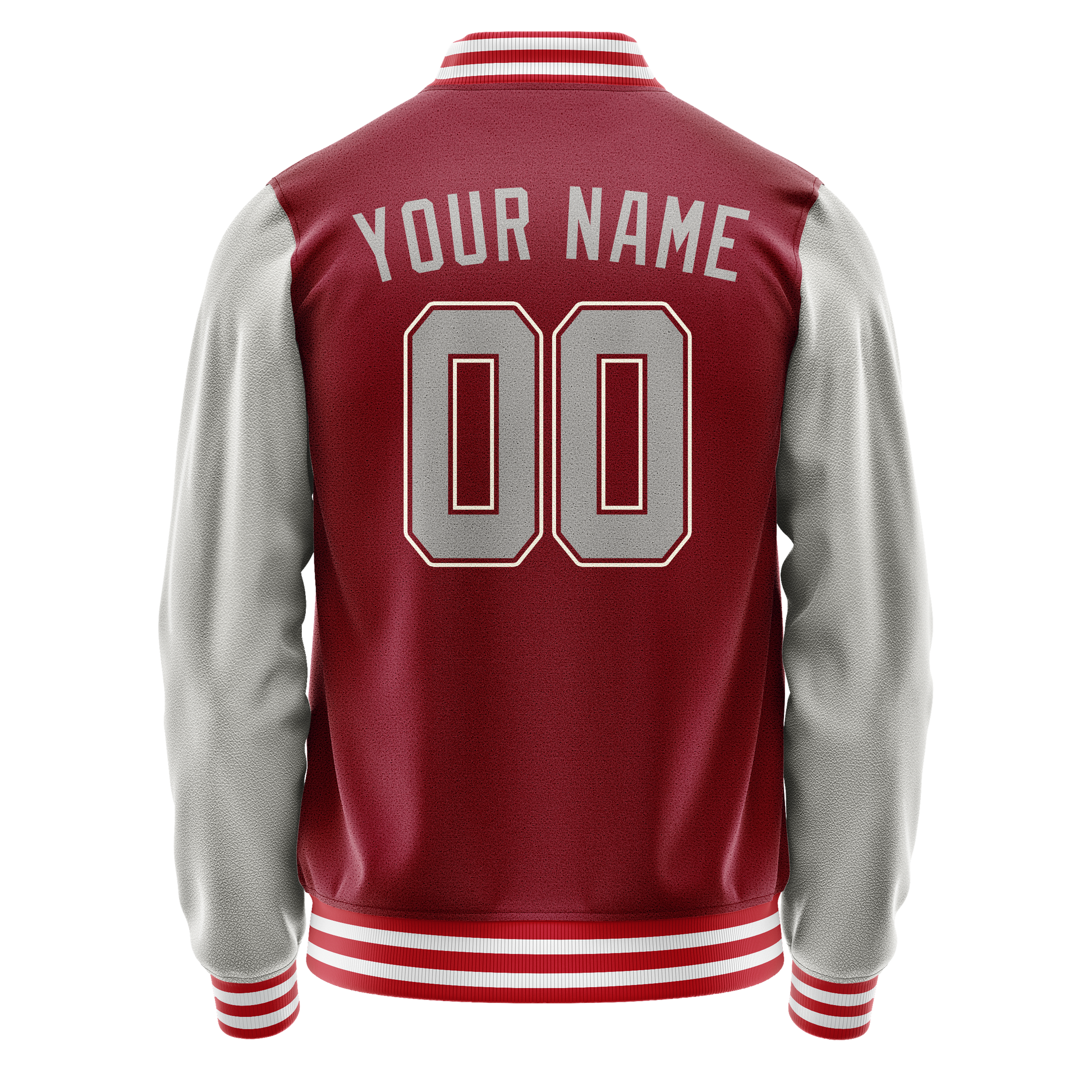 Custom Crimson Gray Solid Color Varsity Letterman Jacket JA02240617KZ518
