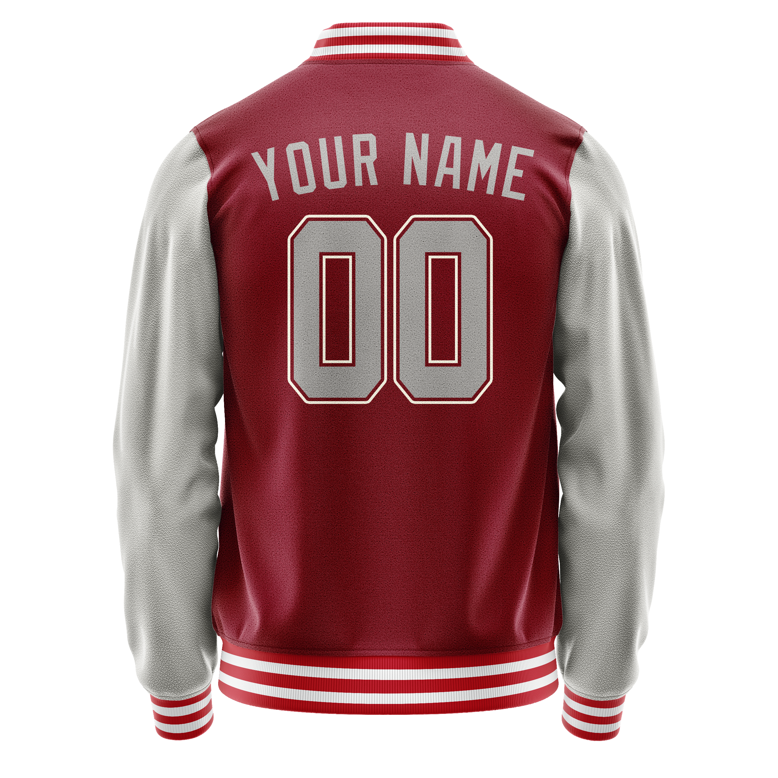 Custom Crimson Gray Solid Color Varsity Letterman Jacket JA02240617KZ518