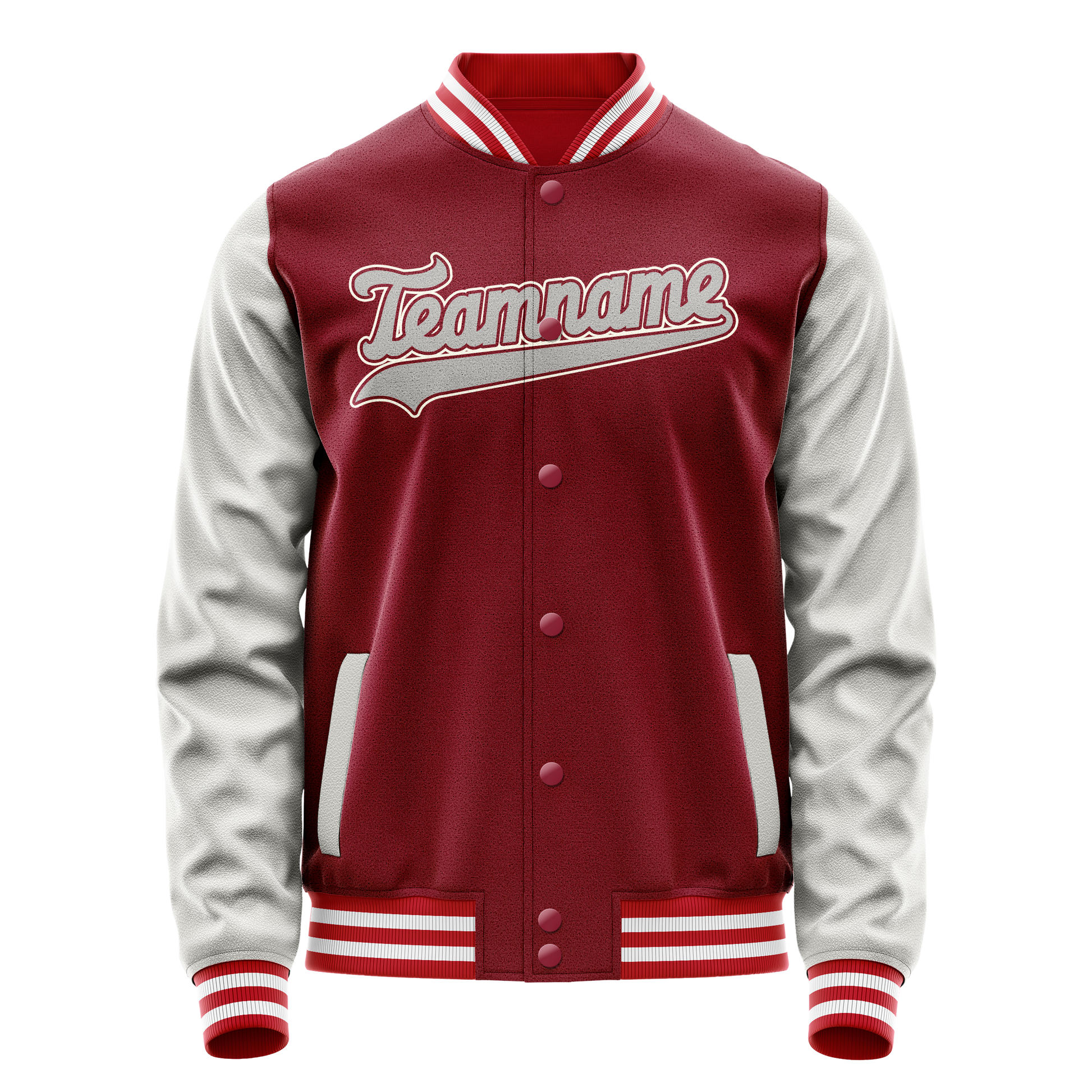 Custom Crimson Gray Solid Color Varsity Letterman Jacket JA02240617KZ518