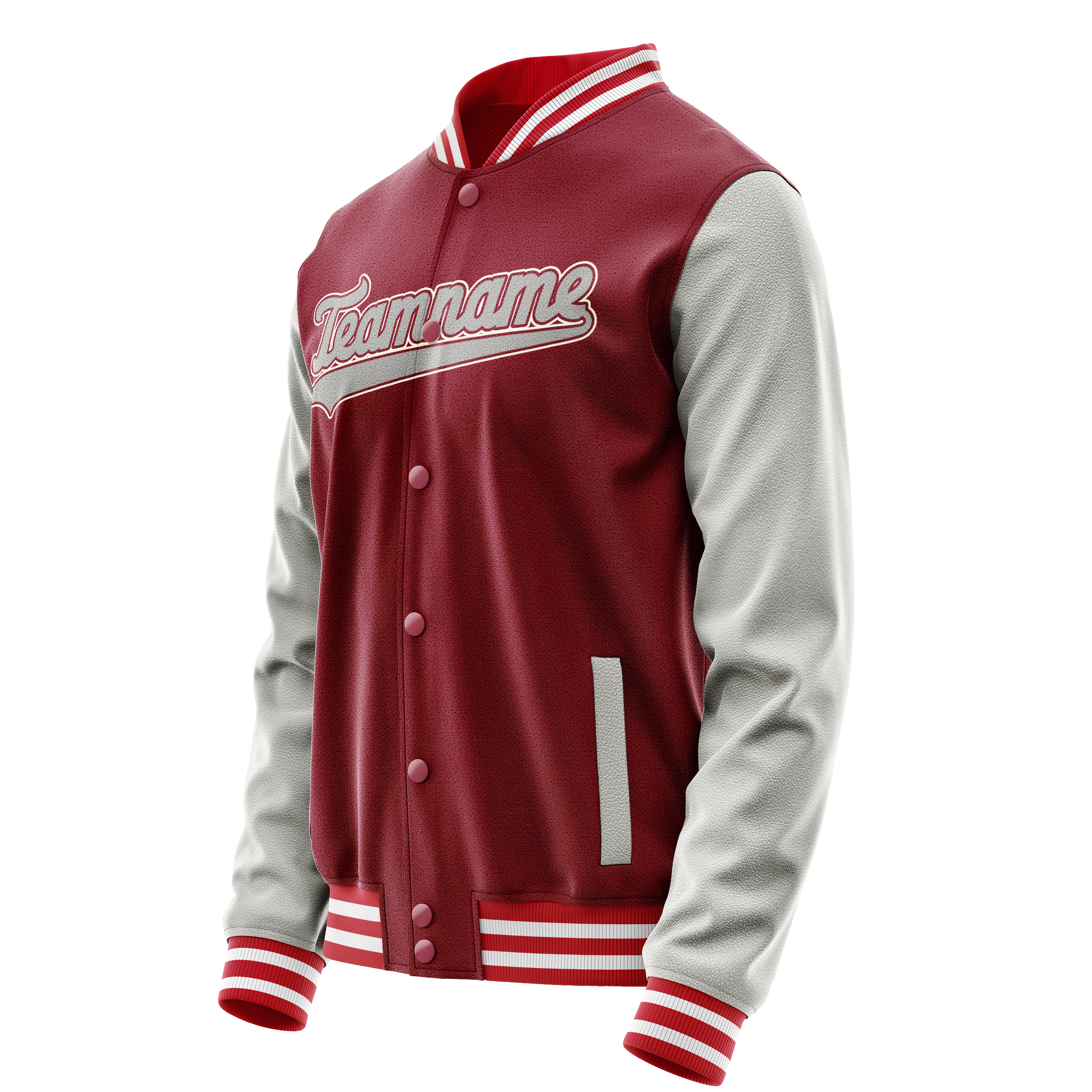Custom Crimson Gray Solid Color Varsity Letterman Jacket JA02240617KZ518