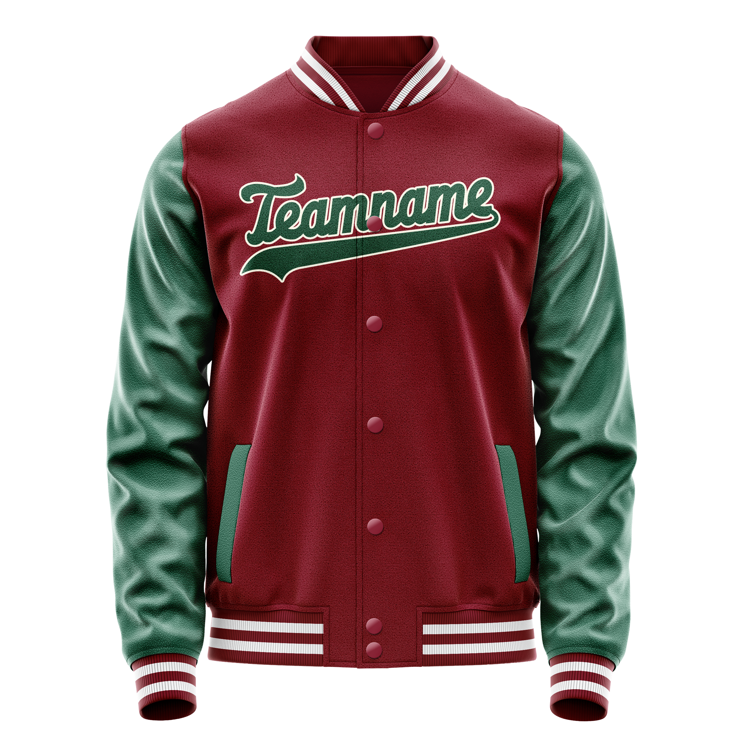 Custom Crimson Kelly-Green Solid Color Varsity Letterman Jacket JA02240617KZ533