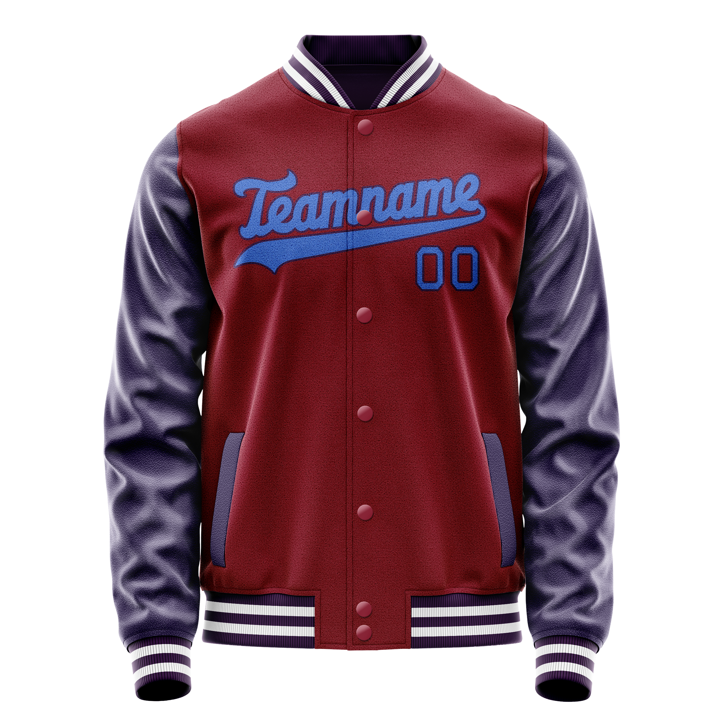 Custom Crimson Navy Solid Color Varsity Letterman Jacket JA02240617KZ519