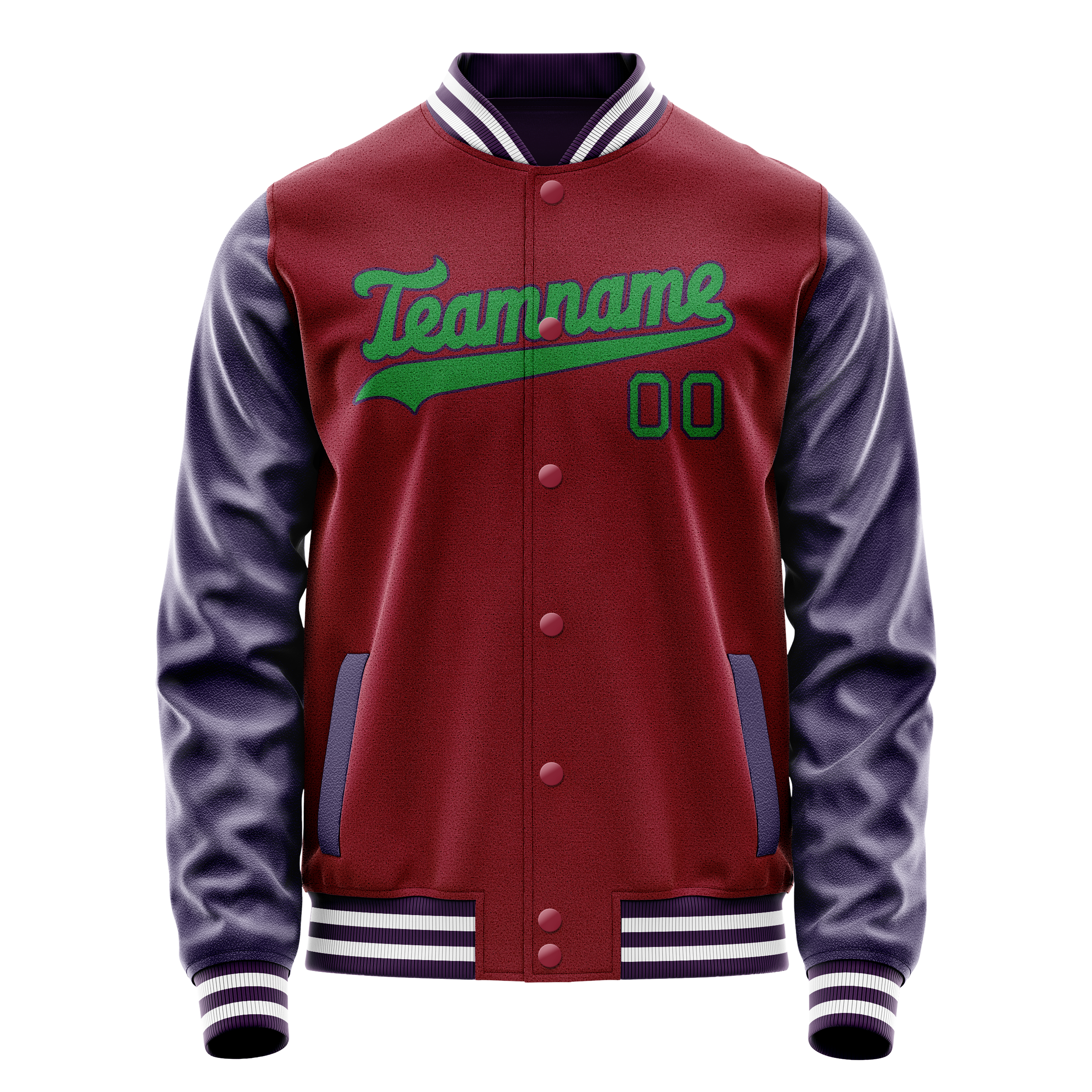 Custom Crimson Navy Solid Color Varsity Letterman Jacket JA02240617KZ517