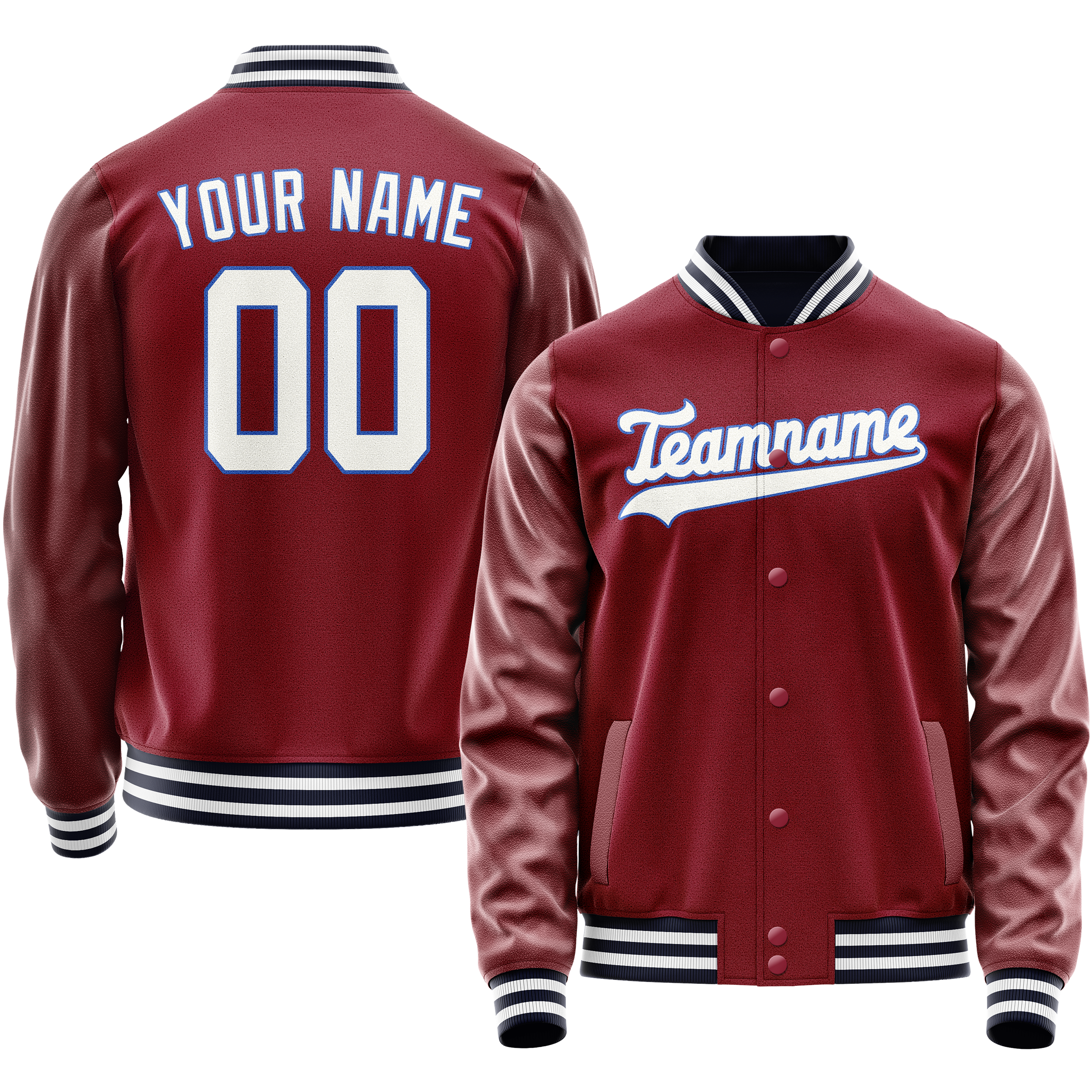 Custom Crimson White Solid Color Varsity Letterman Jacket JA02240617KZ514