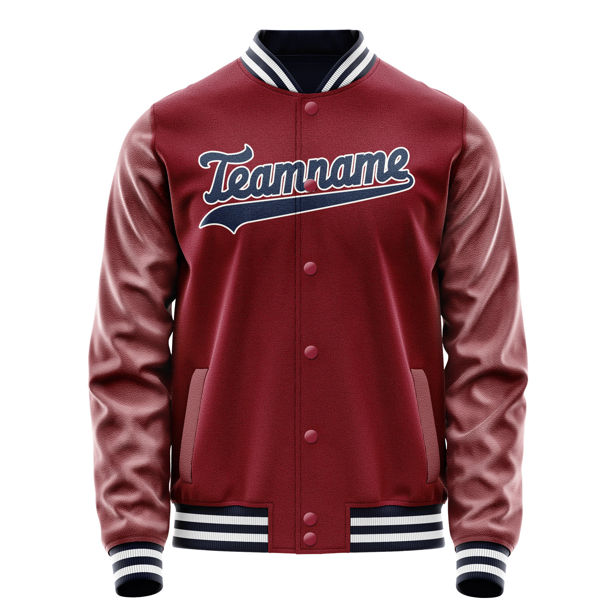 Custom Crimson Navy Solid Color Varsity Letterman Jacket JA02240617KZ513